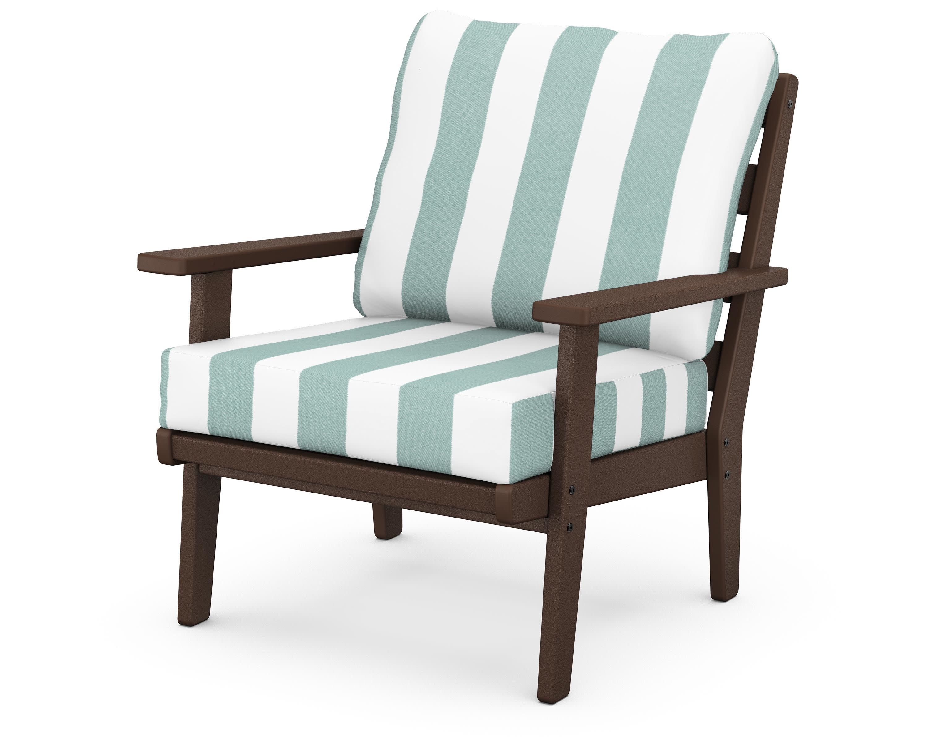 Grant Park Deep Seating Chair in Mahogany / Cabana Stripe Glacier Spa