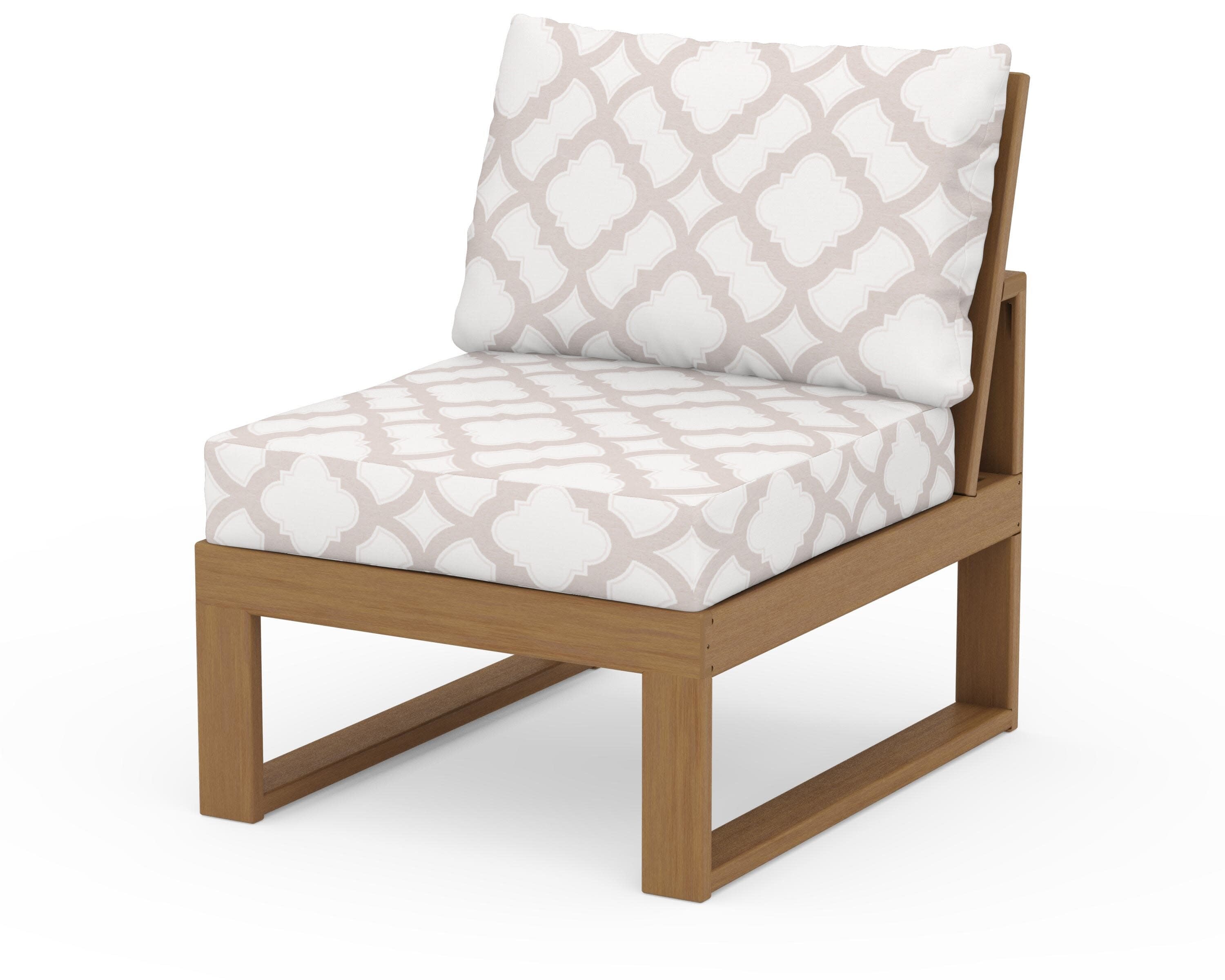 Modular Armless Chair in Natural / Trellis Dune Burlap