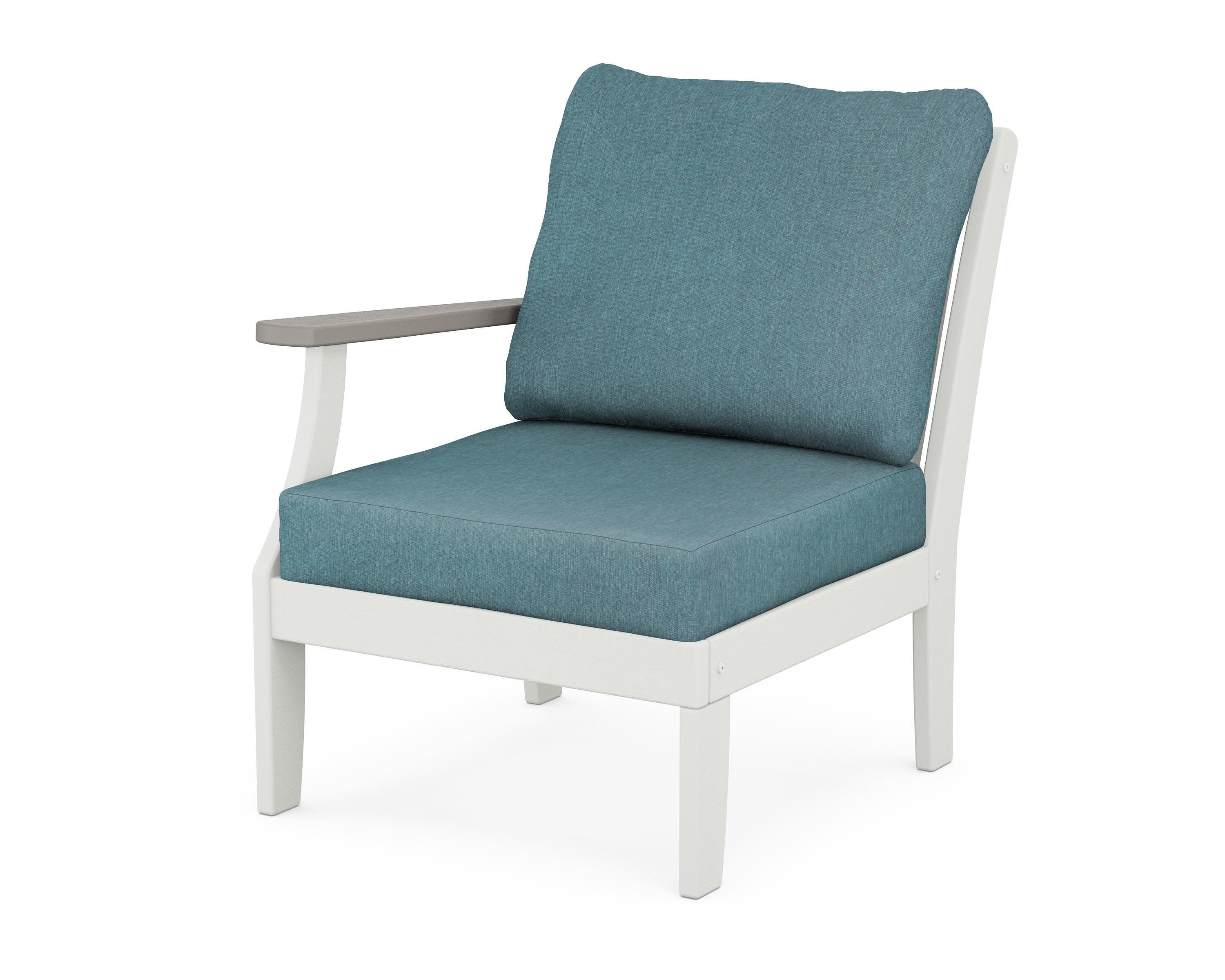 Braxton Modular Left Arm Chair in White / Driftwood / Ocean Teal