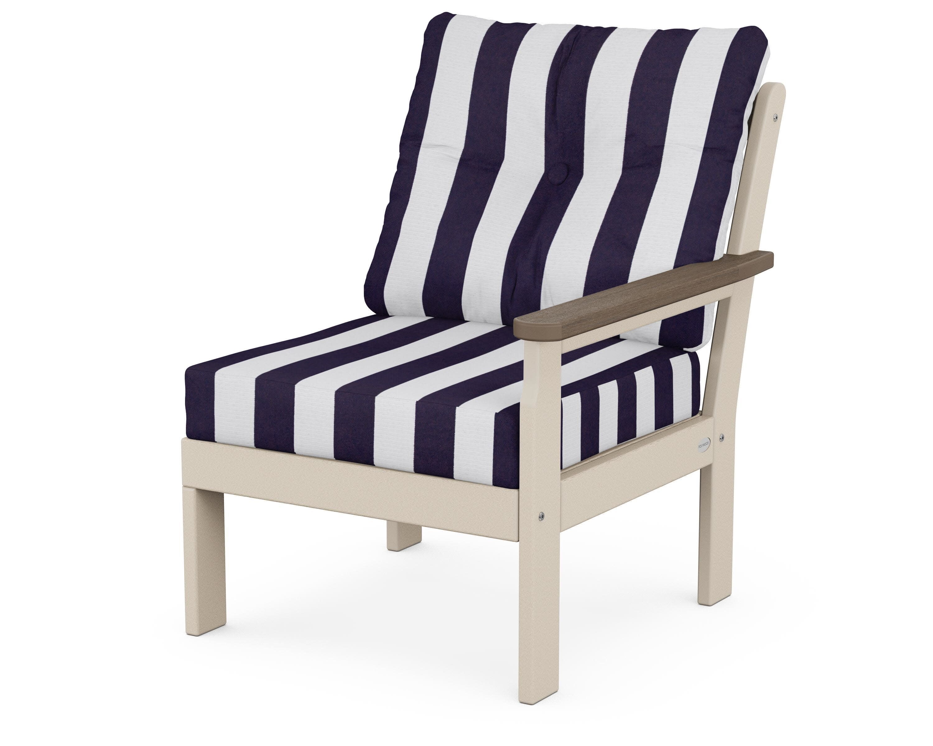 Vineyard Modular Right Arm Chair in Sand / Kona / Cabana Stripe Navy