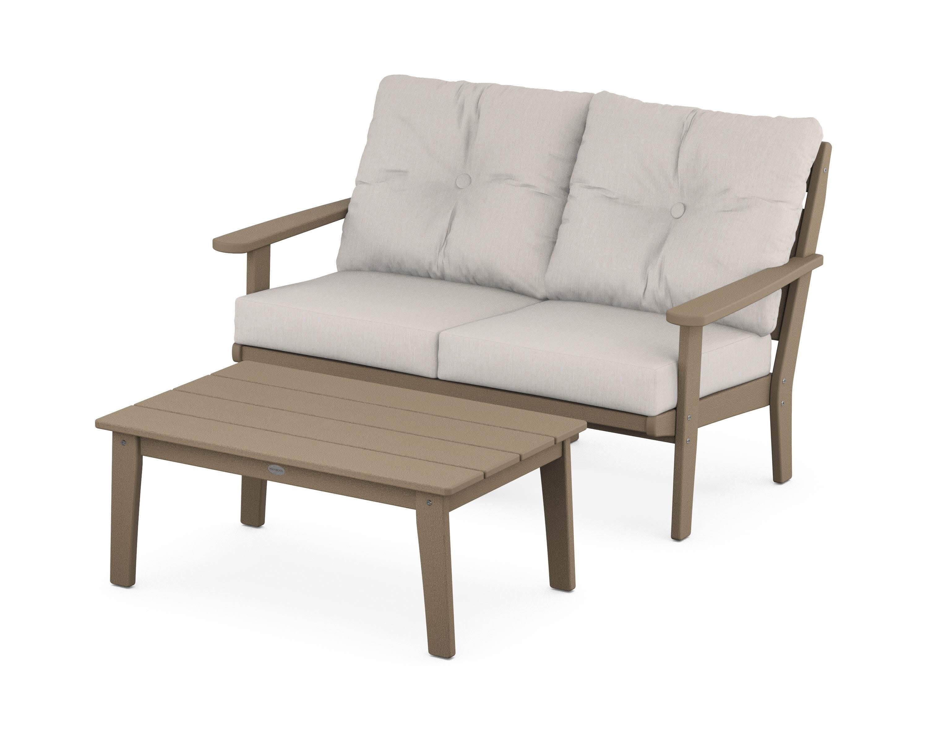 Lakeside 2-Piece Lounge Loveseat Set in Vintage Sahara / Cast Ash