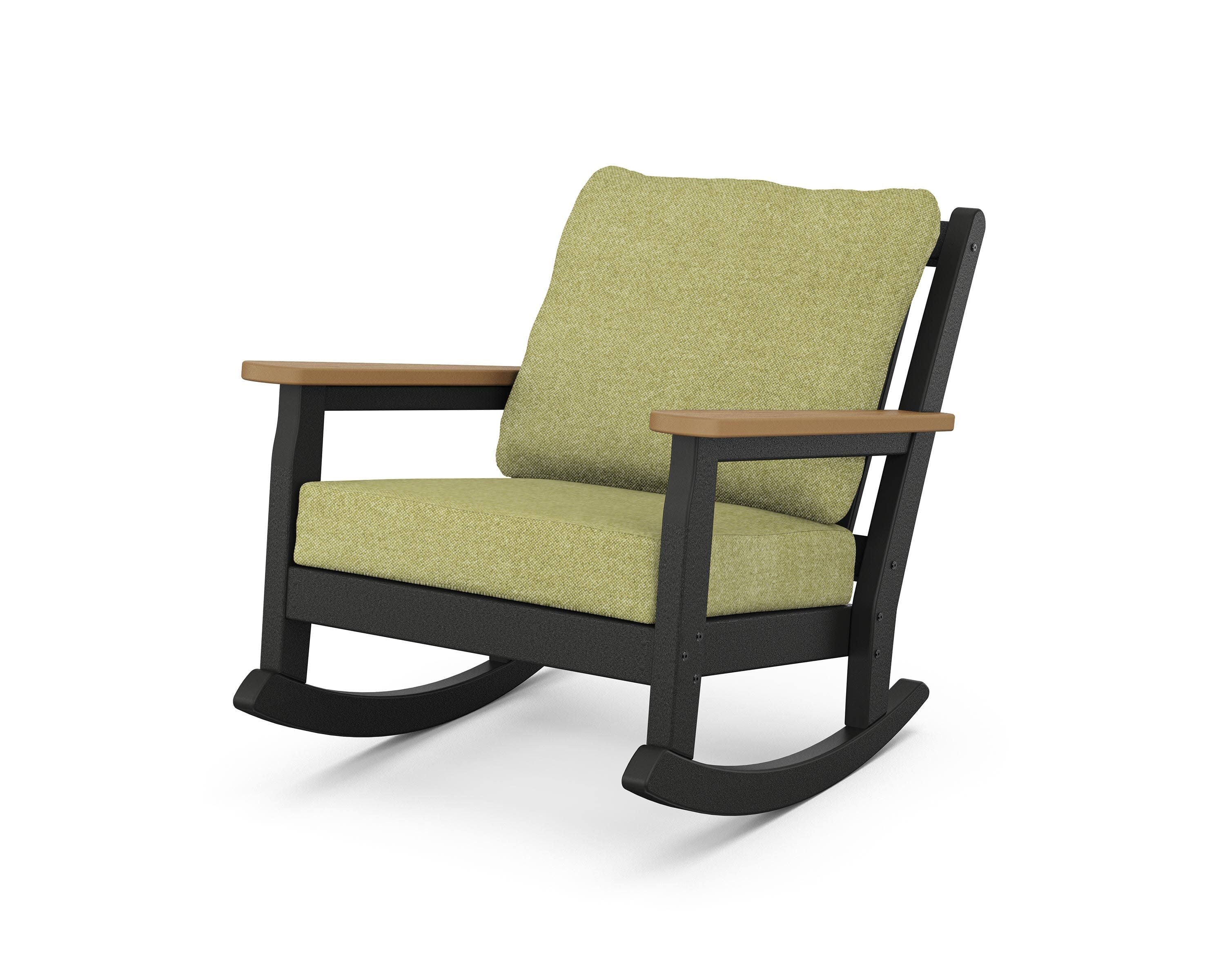 Chippendale Deep Seating Rocking Chair in Black / Natural / Chartreuse Boucle