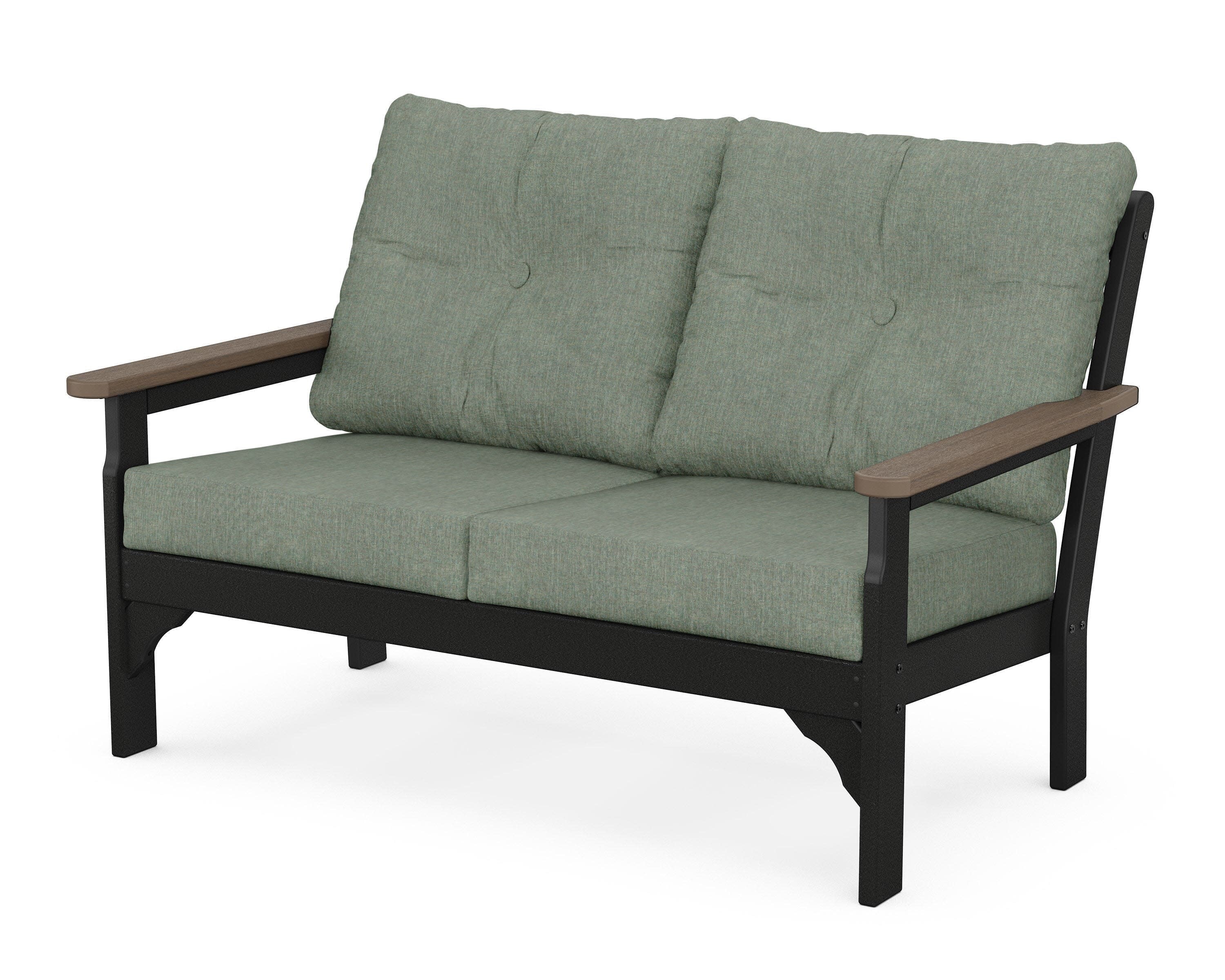 Vineyard Deep Seating Loveseat in Black / Kona / Cast Sage