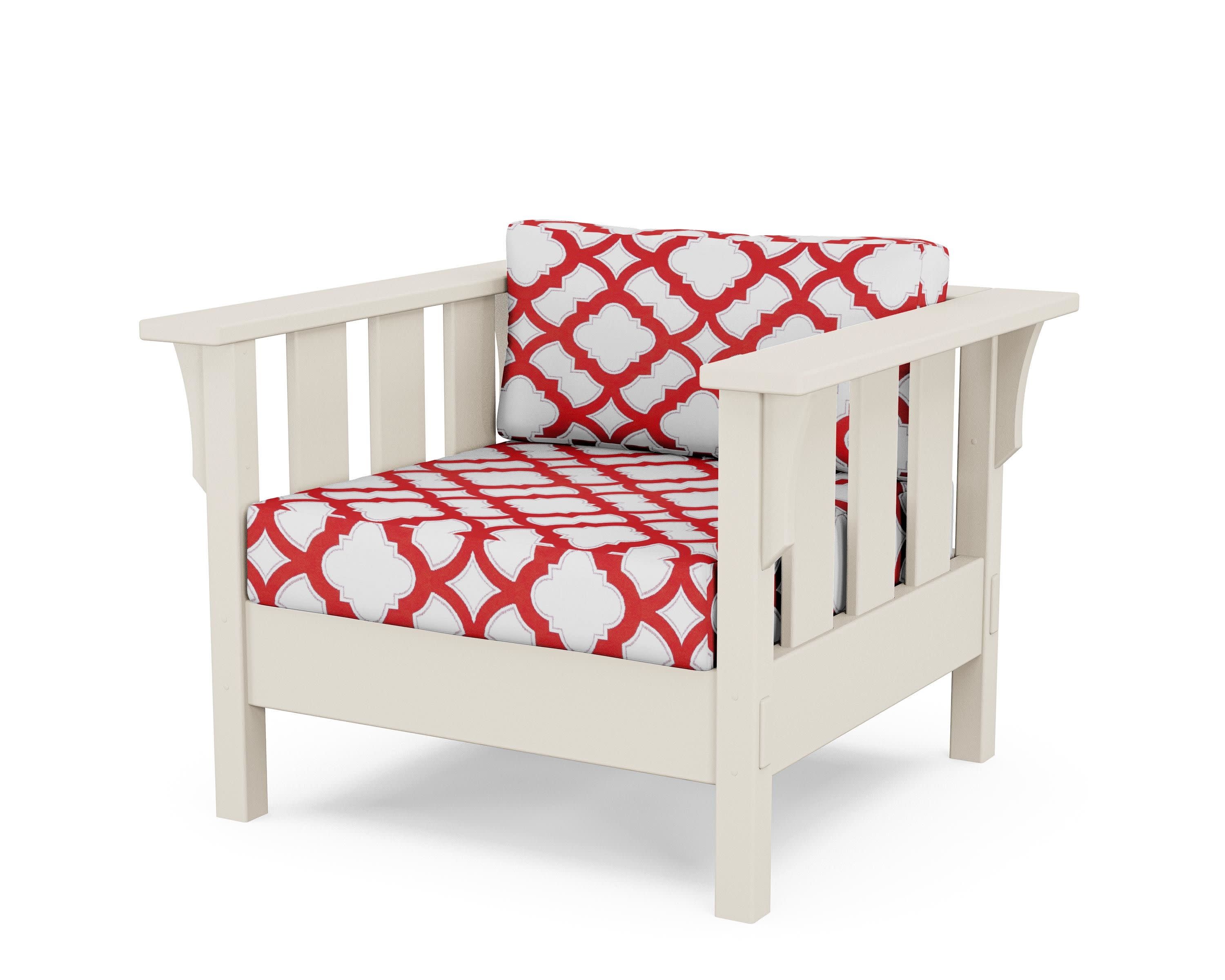 Acadia Deep Seating Chair in Sand / Trellis Crimson