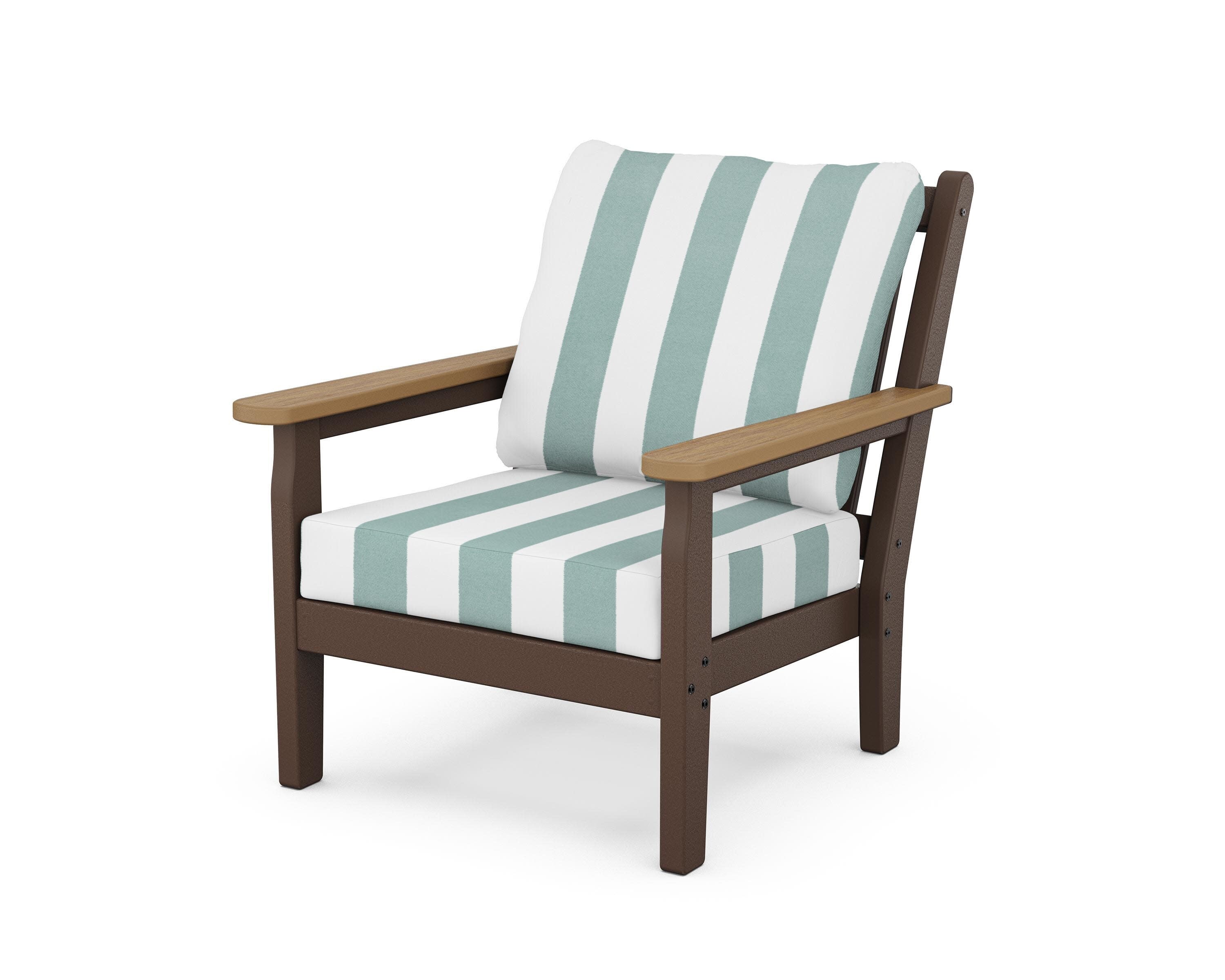 Chippendale Deep Seating Chair in Mahogany / Natural / Cabana Stripe Glacier Spa