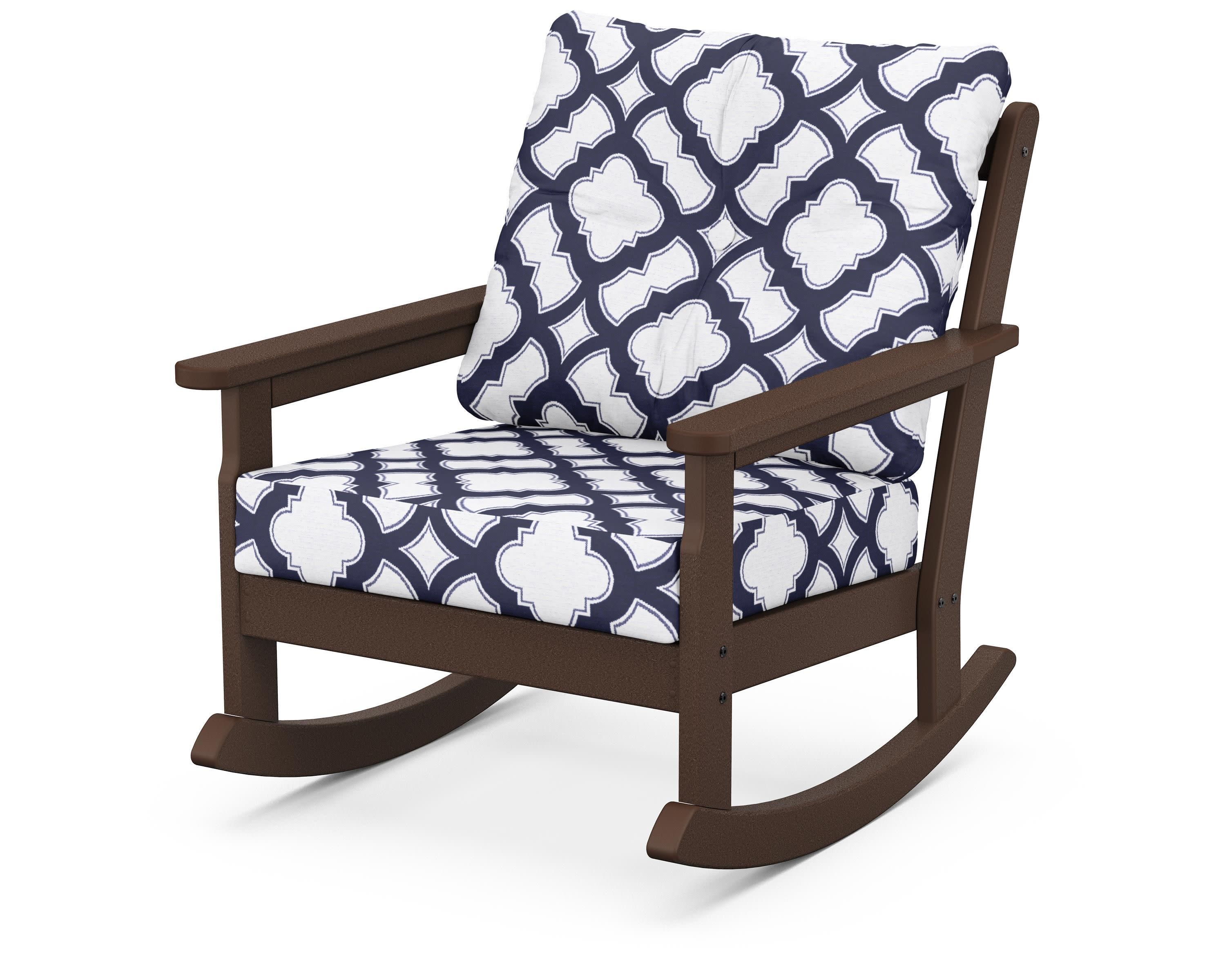 Vineyard Deep Seating Rocking Chair in Mahogany / Trellis Navy