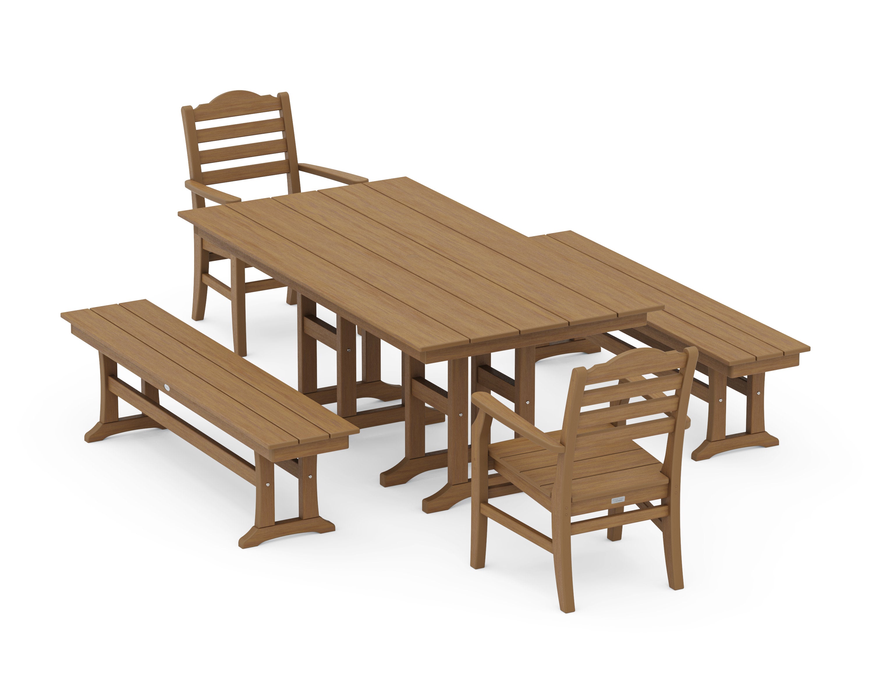 Savannah 5-Piece Farmhouse Dining Set with Benches in Natural