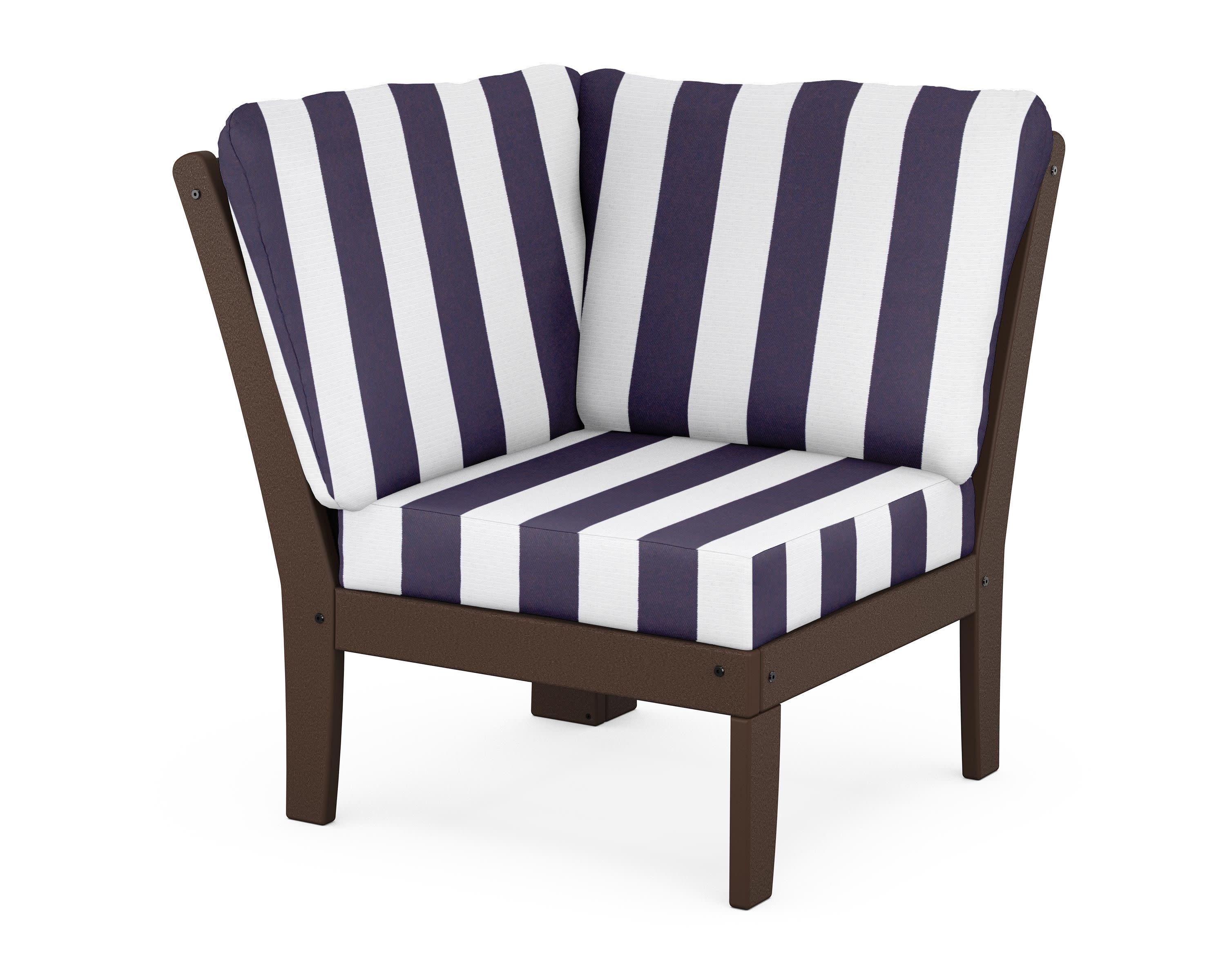 Braxton Modular Corner Chair in Mahogany / Cabana Stripe Navy