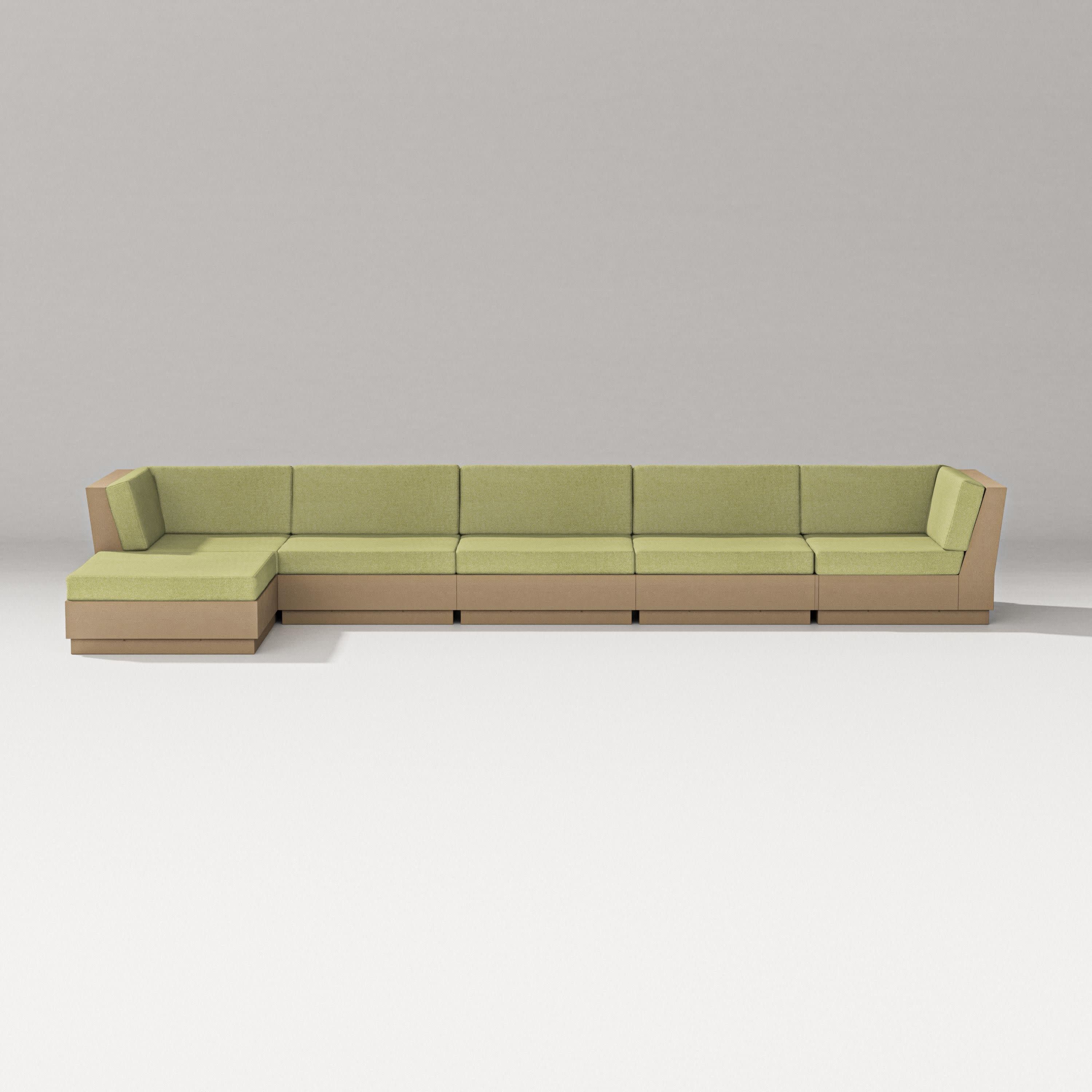 Elevate 6-Piece Chaise Sectional in Vintage Sahara / Chartreuse Boucle