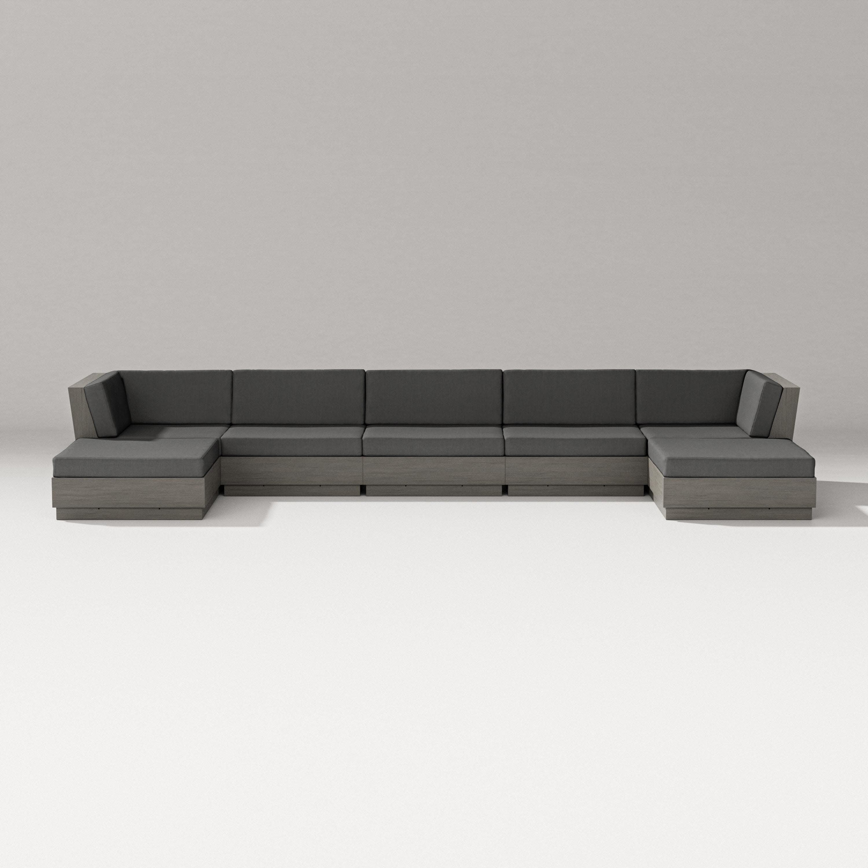 Elevate 7-Piece Double Chaise Sectional in Driftwood / Spectrum Carbon