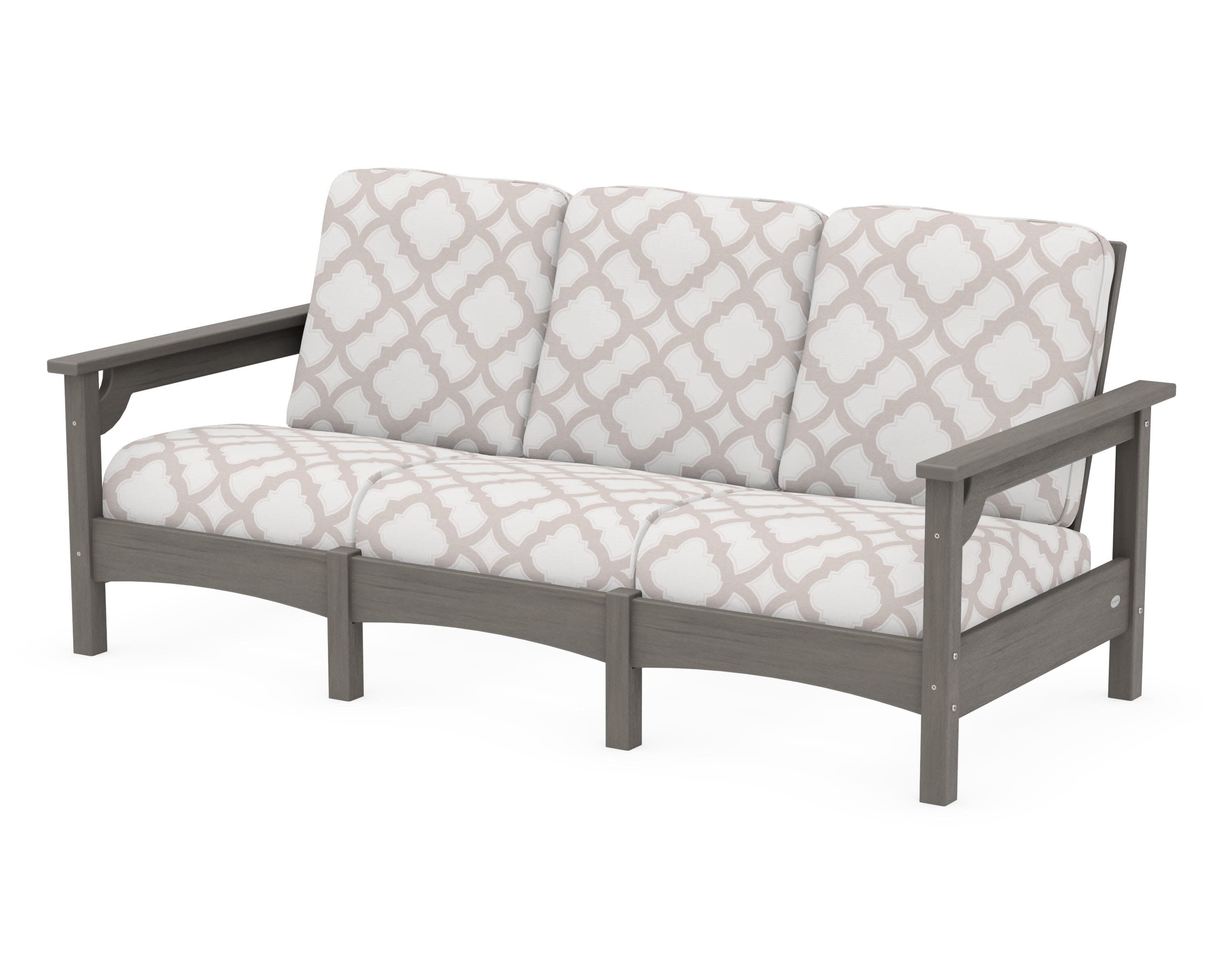 Club Sofa in Driftwood / Trellis Dune Burlap