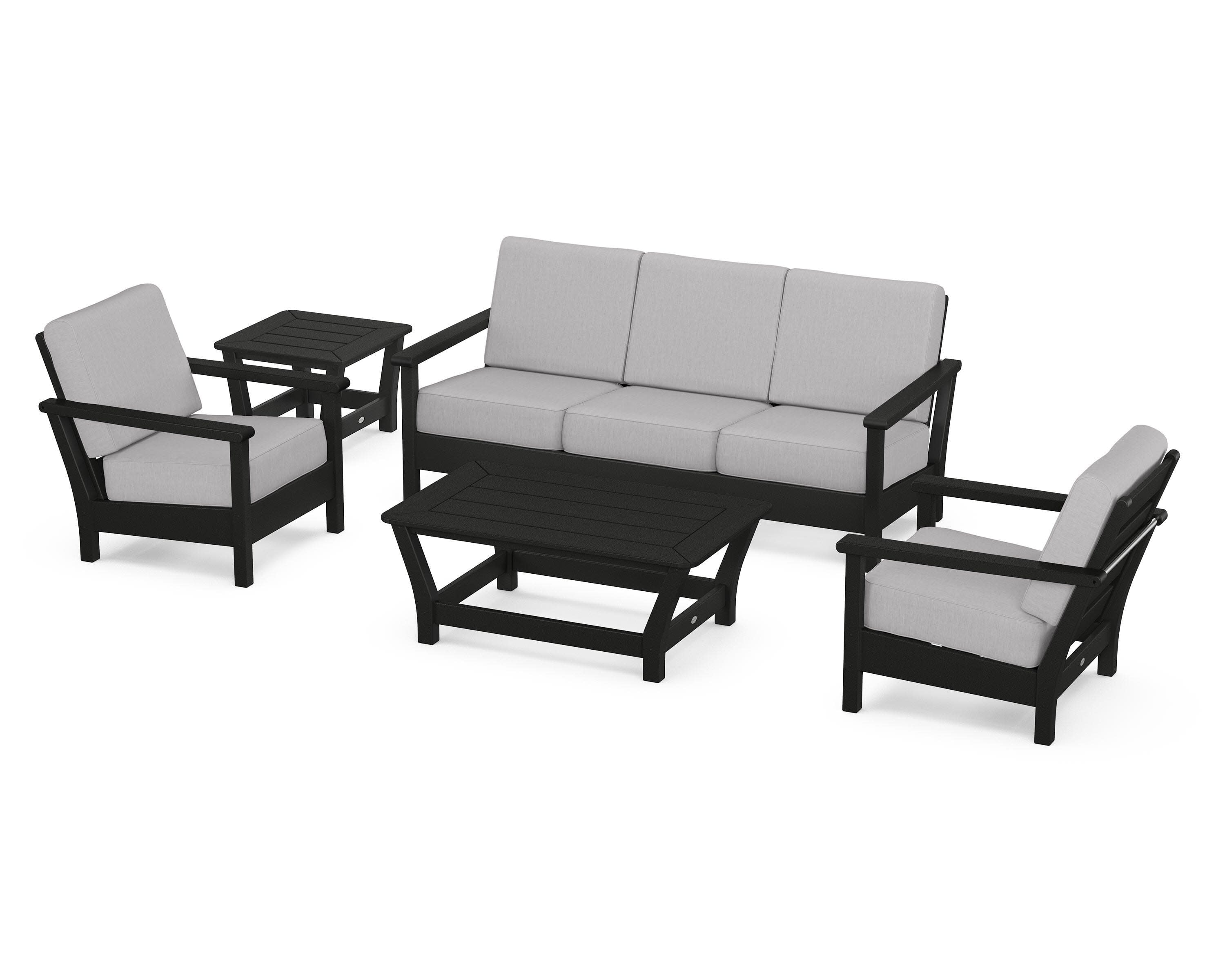 Harbour 5-Piece Deep Seating Set in Black / Granite