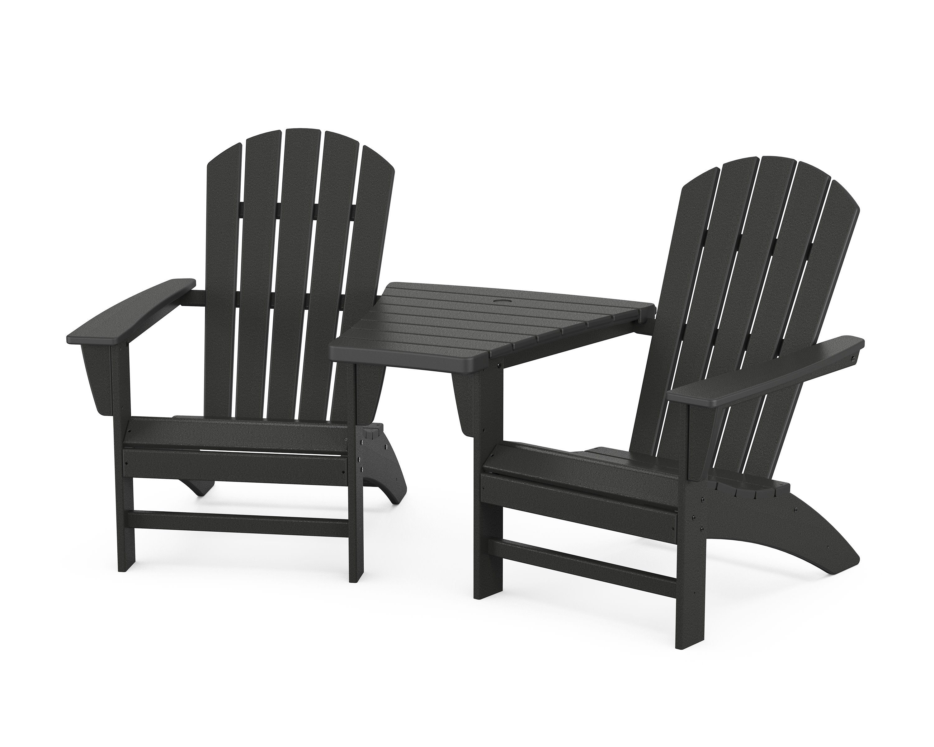 Nautical 3-Piece Adirondack Set with Angled Connecting Table in Black