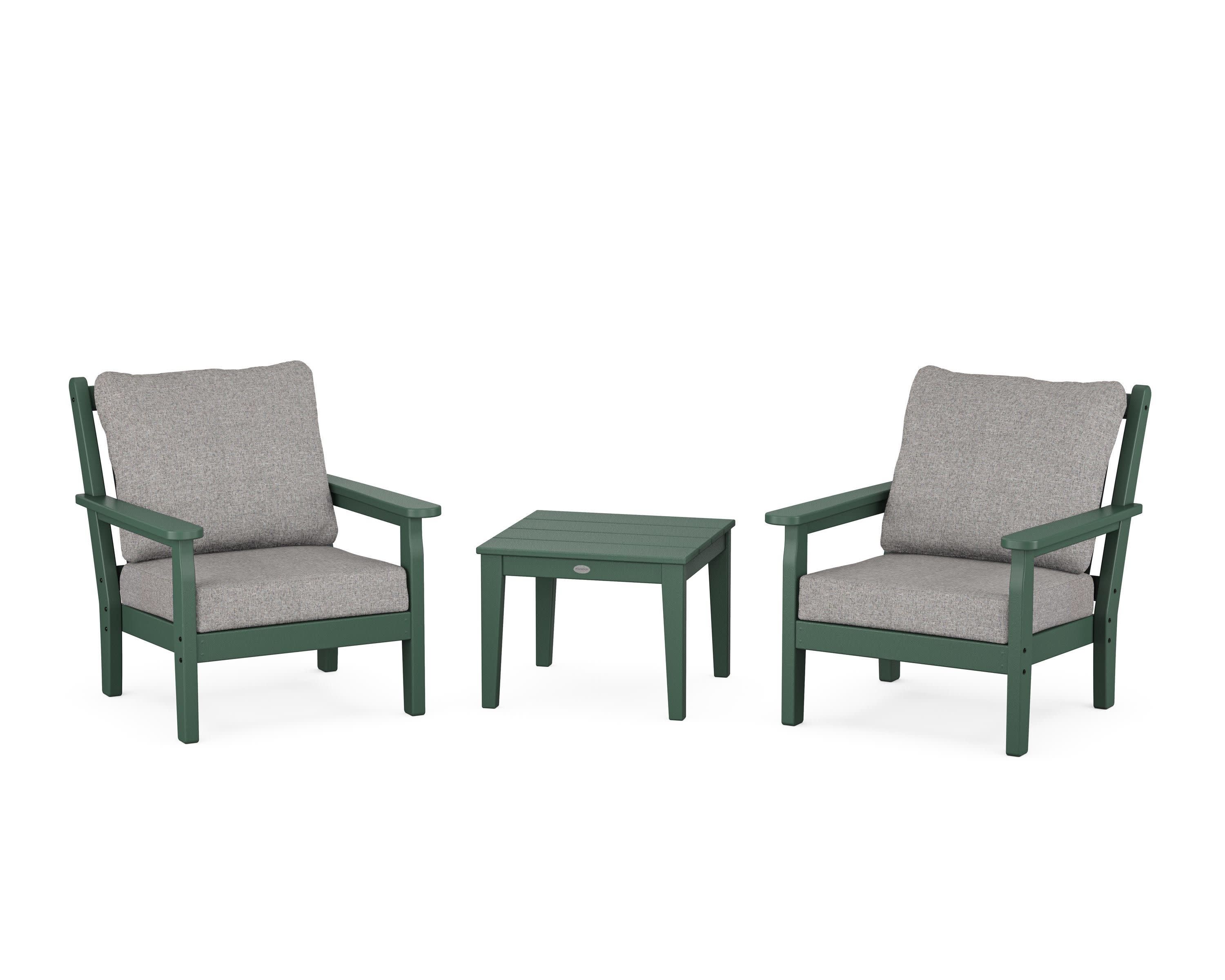 Chippendale 3-Piece Deep Seating Set in Green / Grey Mist
