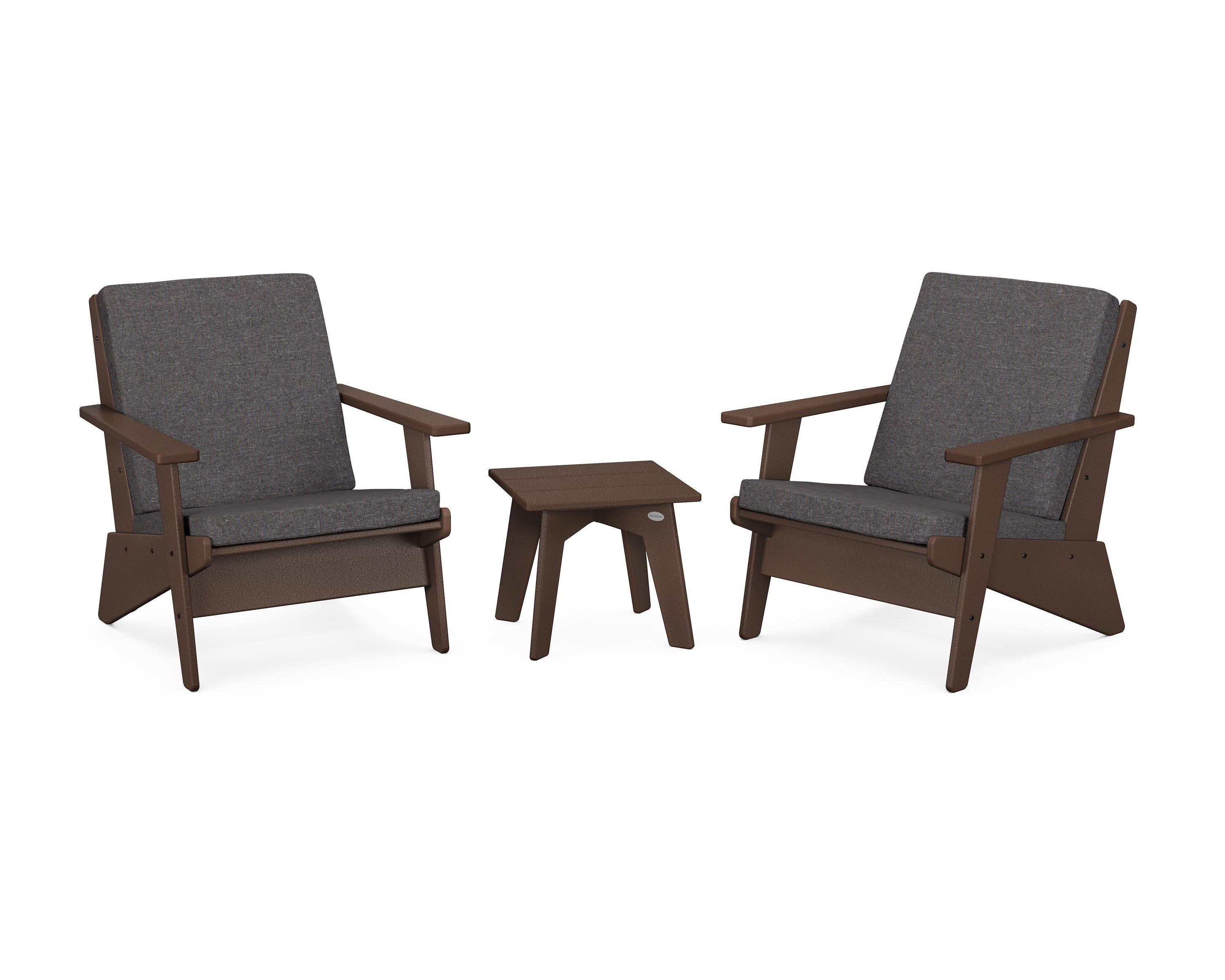 Riviera Modern Lounge 3-Piece Set in Mahogany / Ash Charcoal