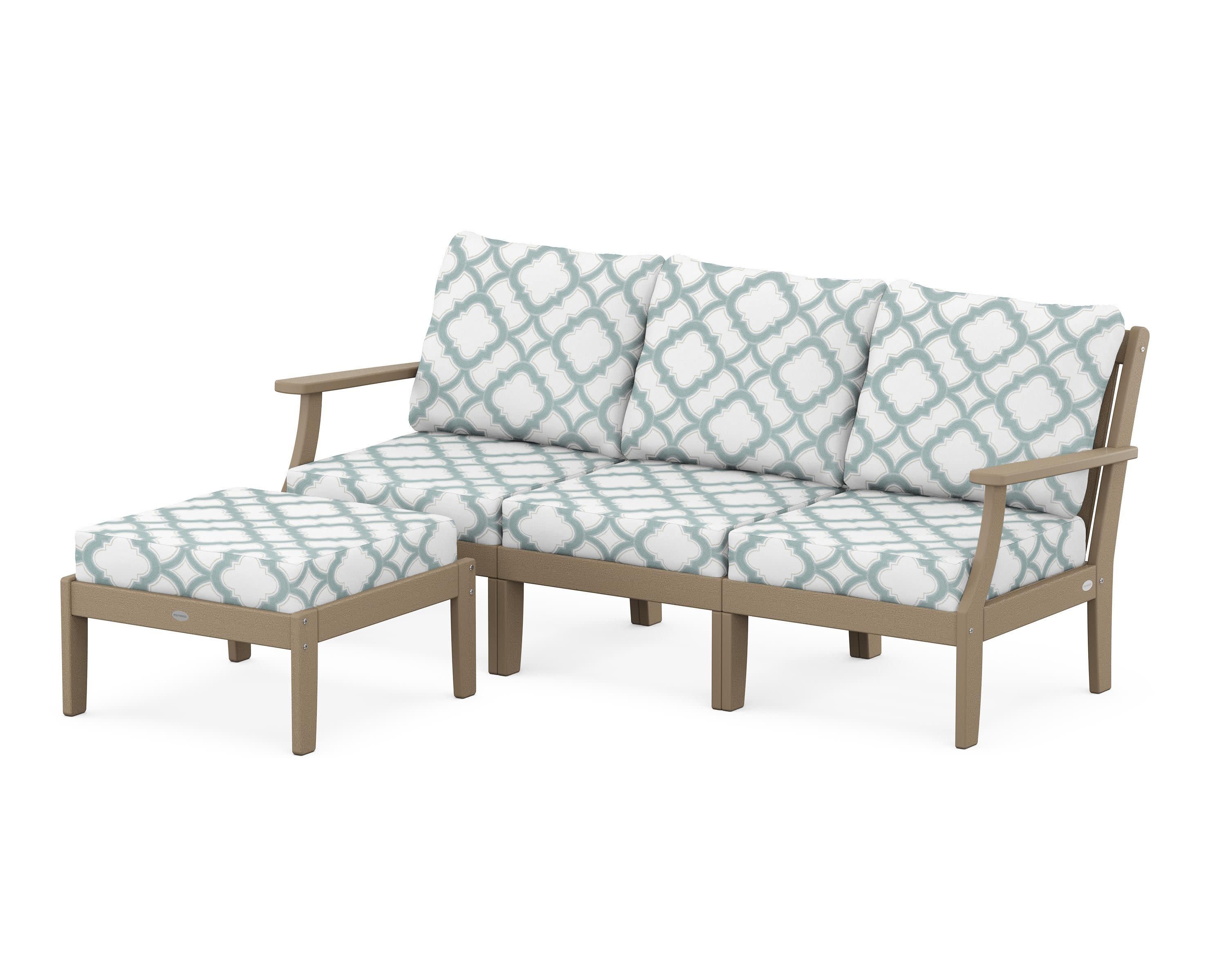 Braxton Modular 4-Piece Deep Seating Set with Ottoman in Vintage Sahara / Trellis Glacier Spa