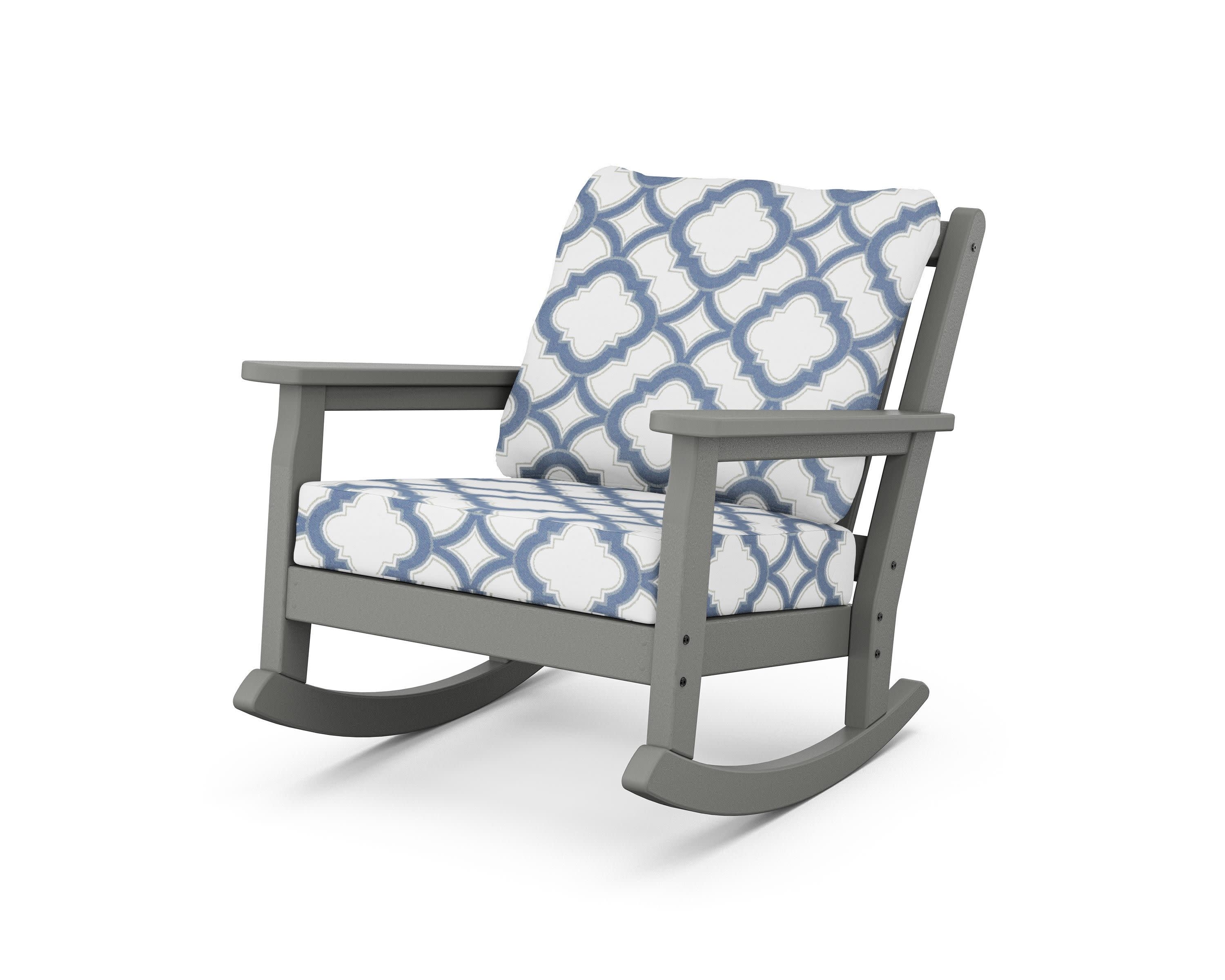 Chippendale Deep Seating Rocking Chair in Slate Grey / Trellis Sky Blue