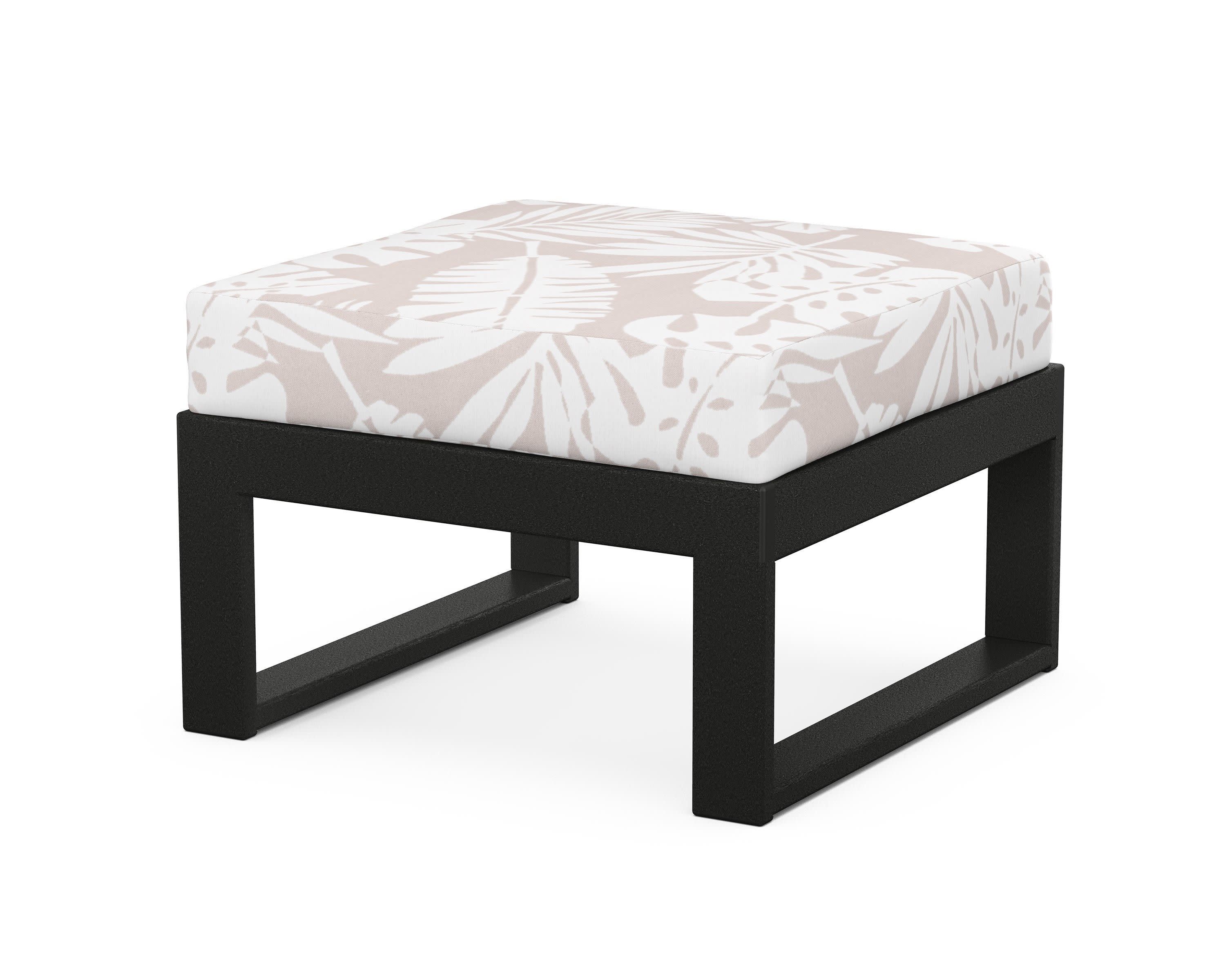 Modular Ottoman - Modern in Black / Leaf Dune Burlap
