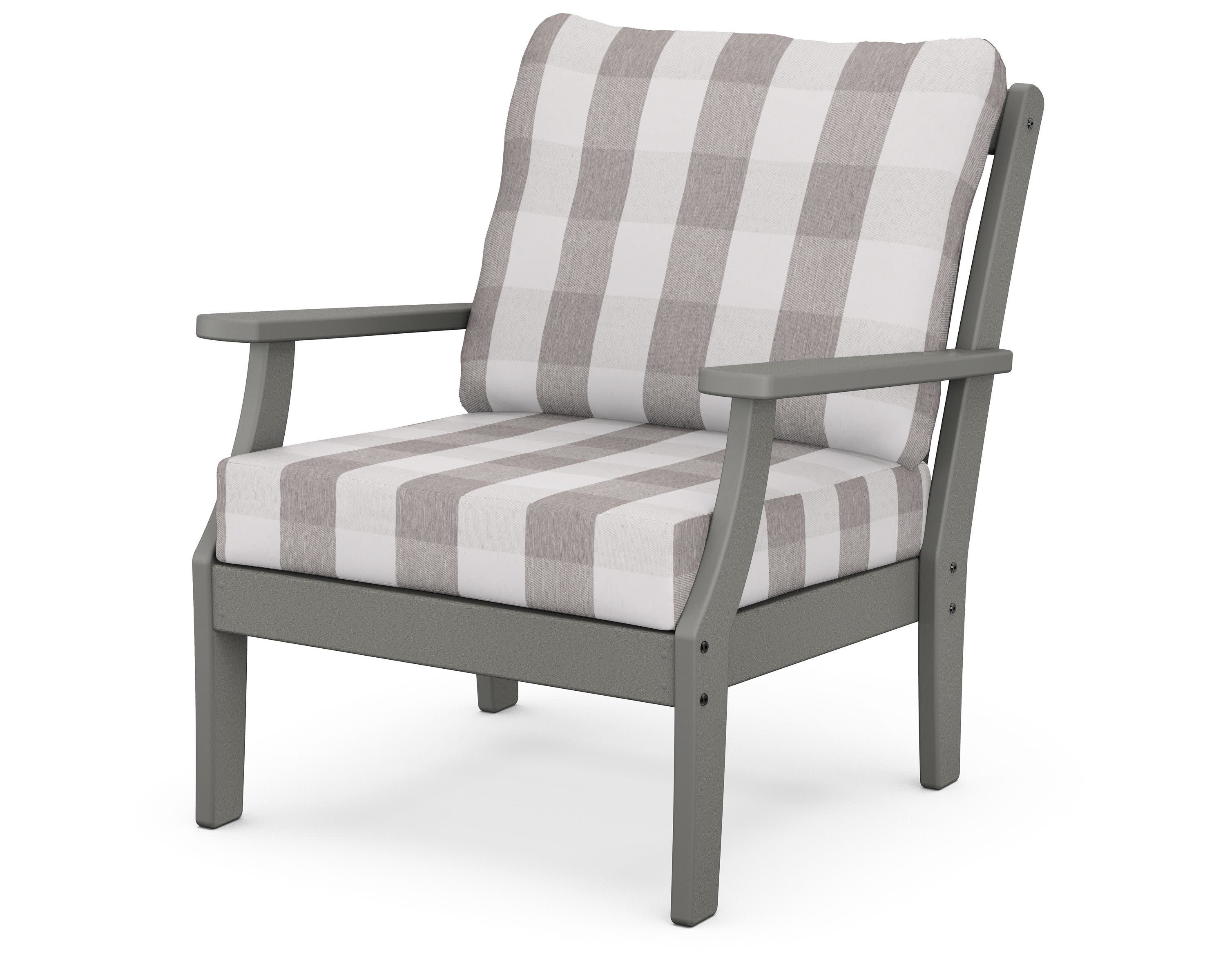 Braxton Deep Seating Chair in Slate Grey / Buffalo Plaid Grey Mist