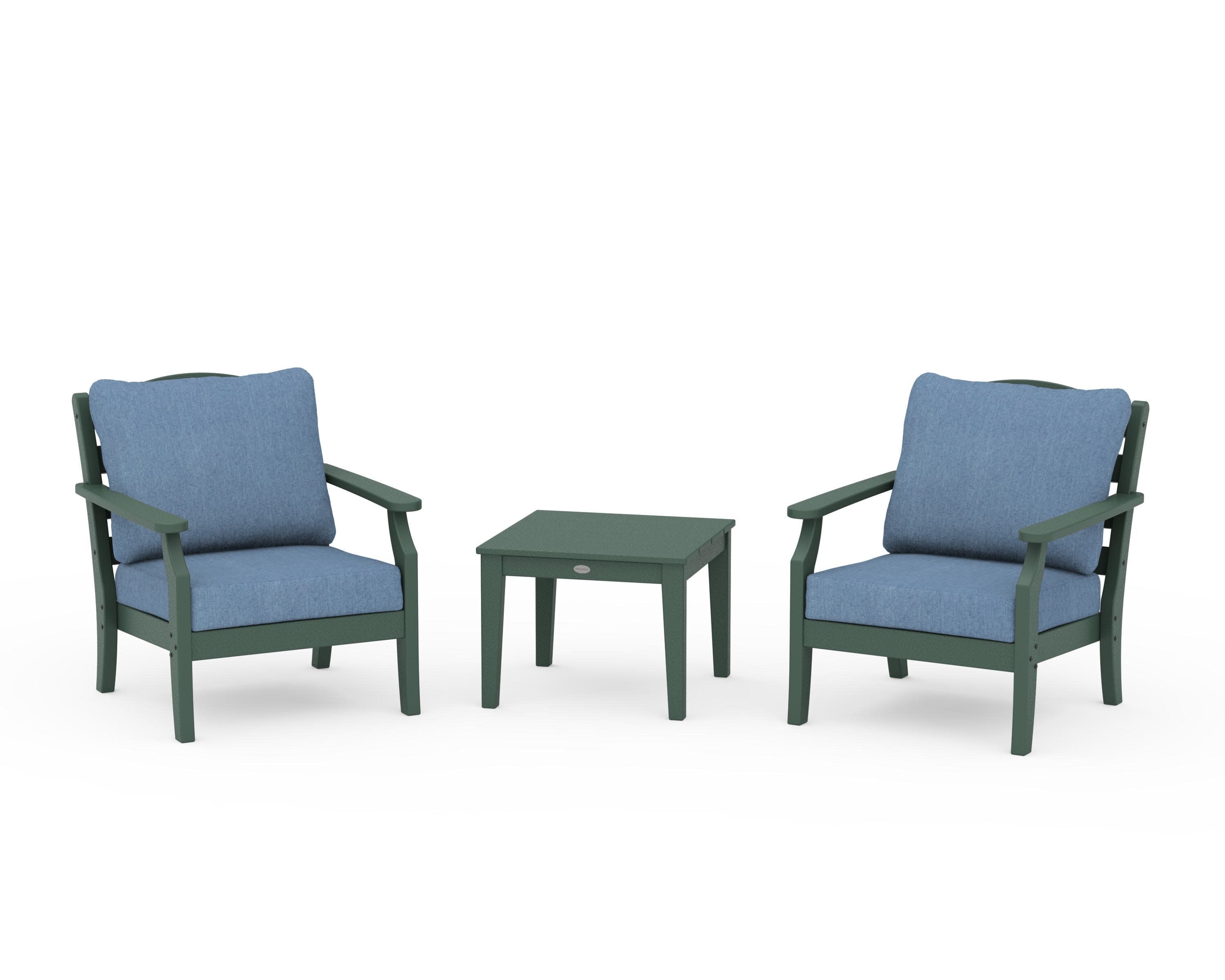 Savannah 3-Piece Deep Seating Set in Green / Sky Blue