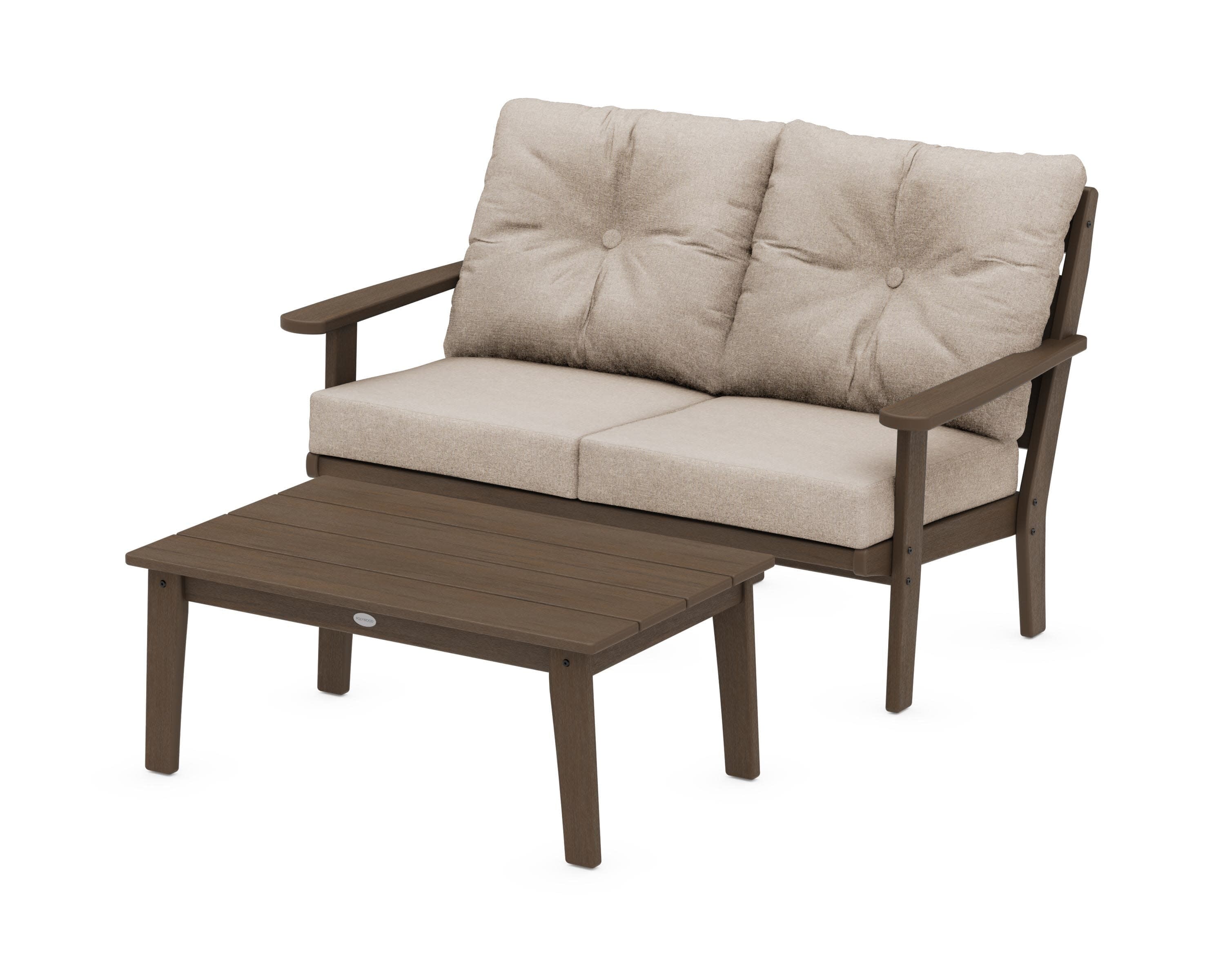 Lakeside 2-Piece Lounge Loveseat Set in Kona / Spiced Burlap
