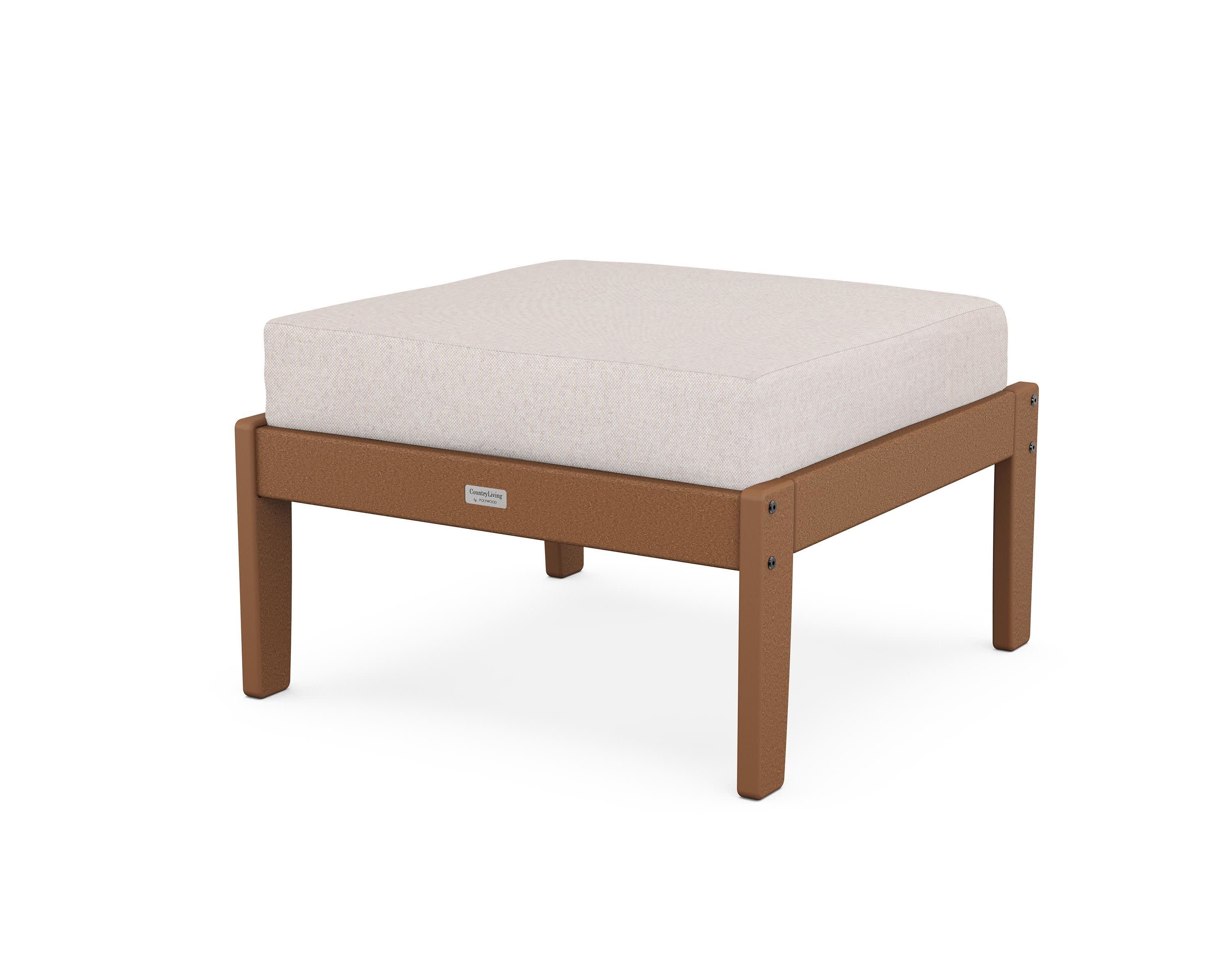 Cottage Deep Seating Ottoman in Teak / Dune Burlap