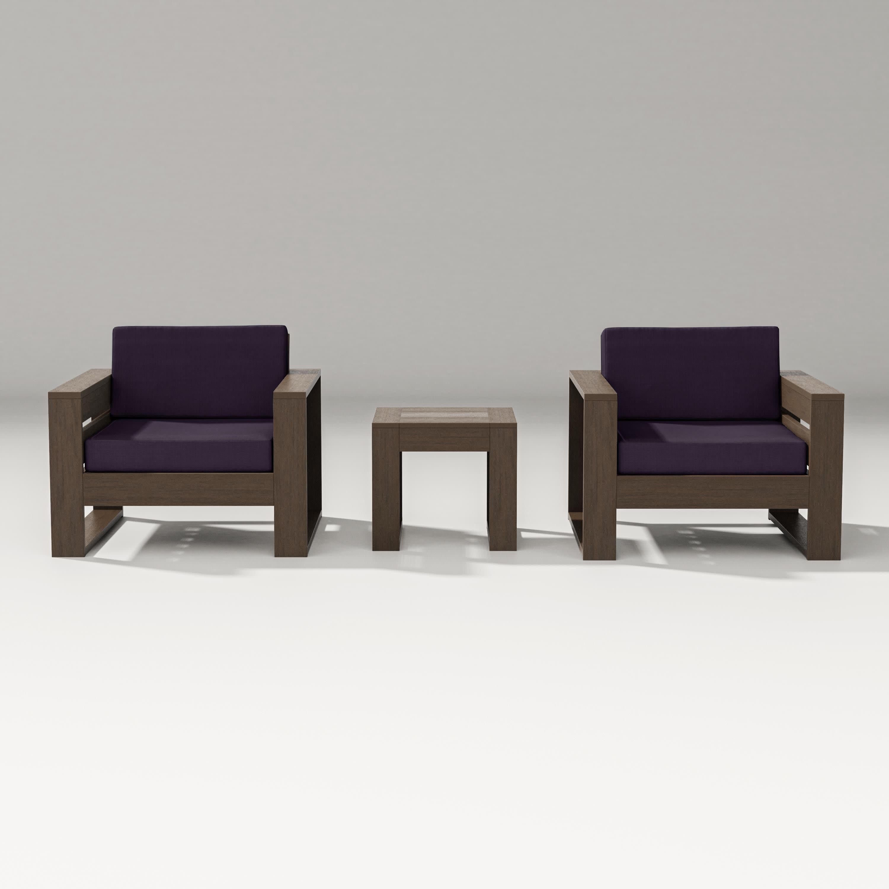 Latitude 3-Piece Lounge Chair Set in Kona / Navy Linen