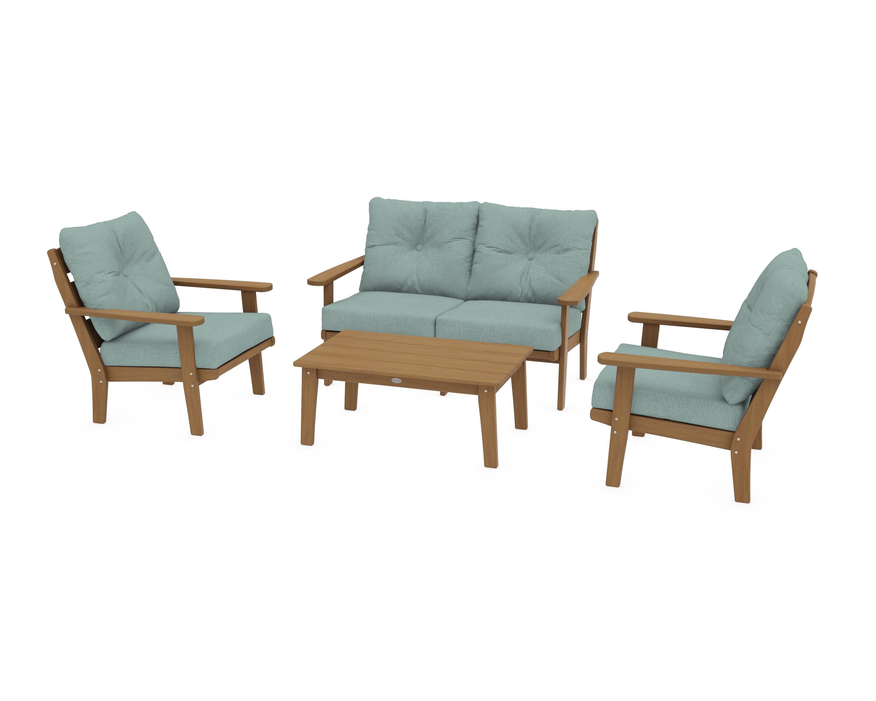 Lakeside 4-Piece Deep Seating Set in Natural / Glacier Spa