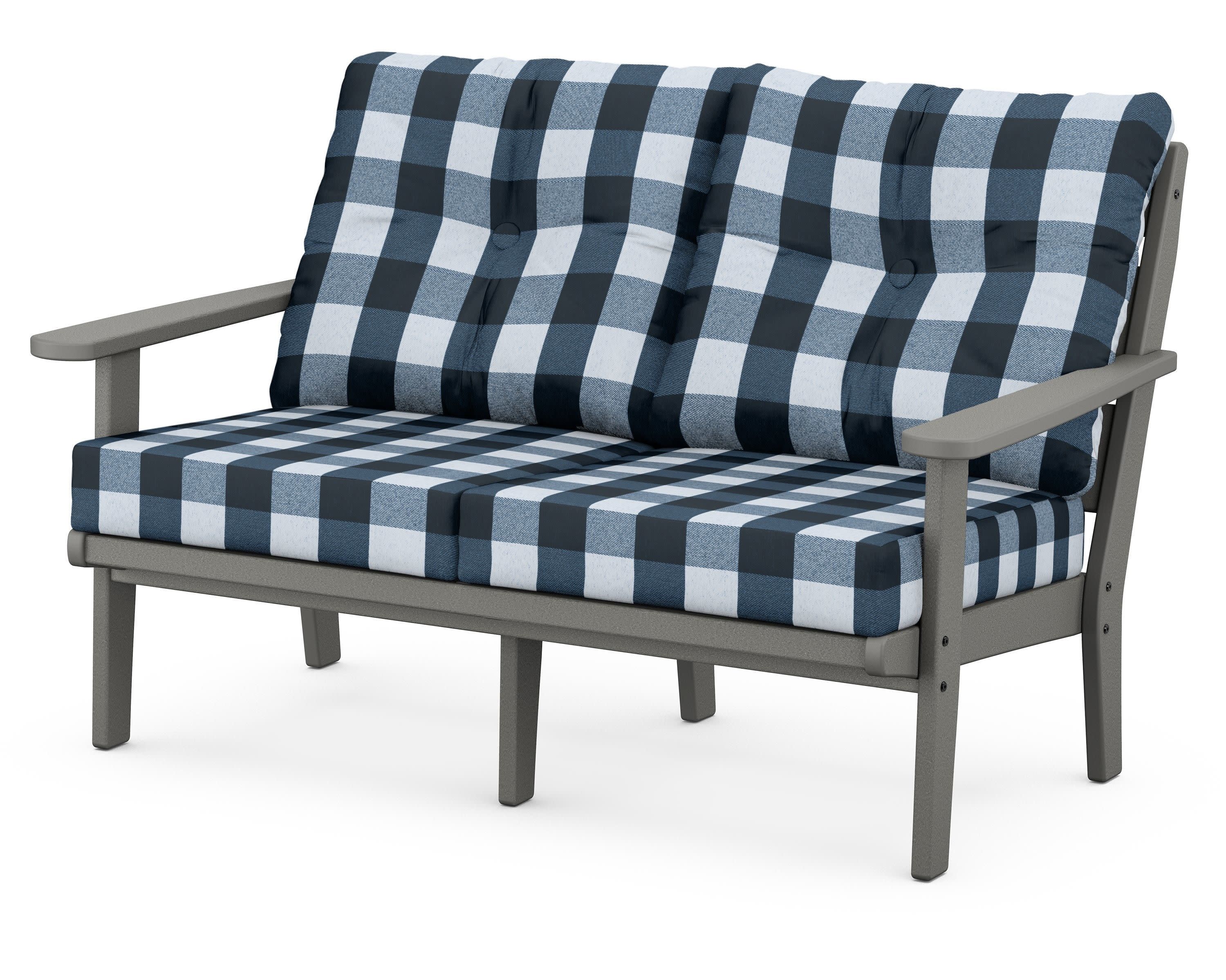 Lakeside Deep Seating Loveseat in Slate Grey / Buffalo Plaid Marine Indigo