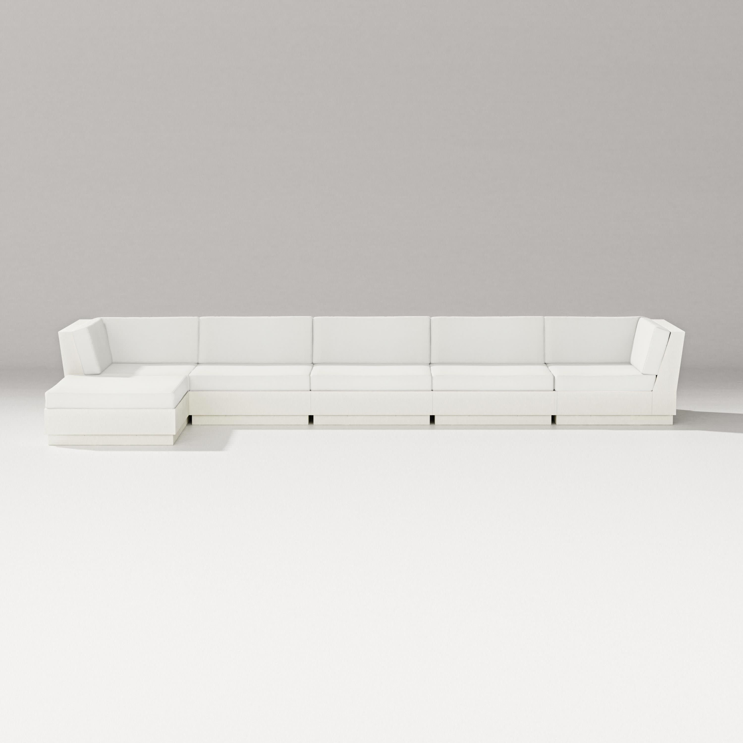 Elevate 6-Piece Chaise Sectional in Vintage White / Natural Linen