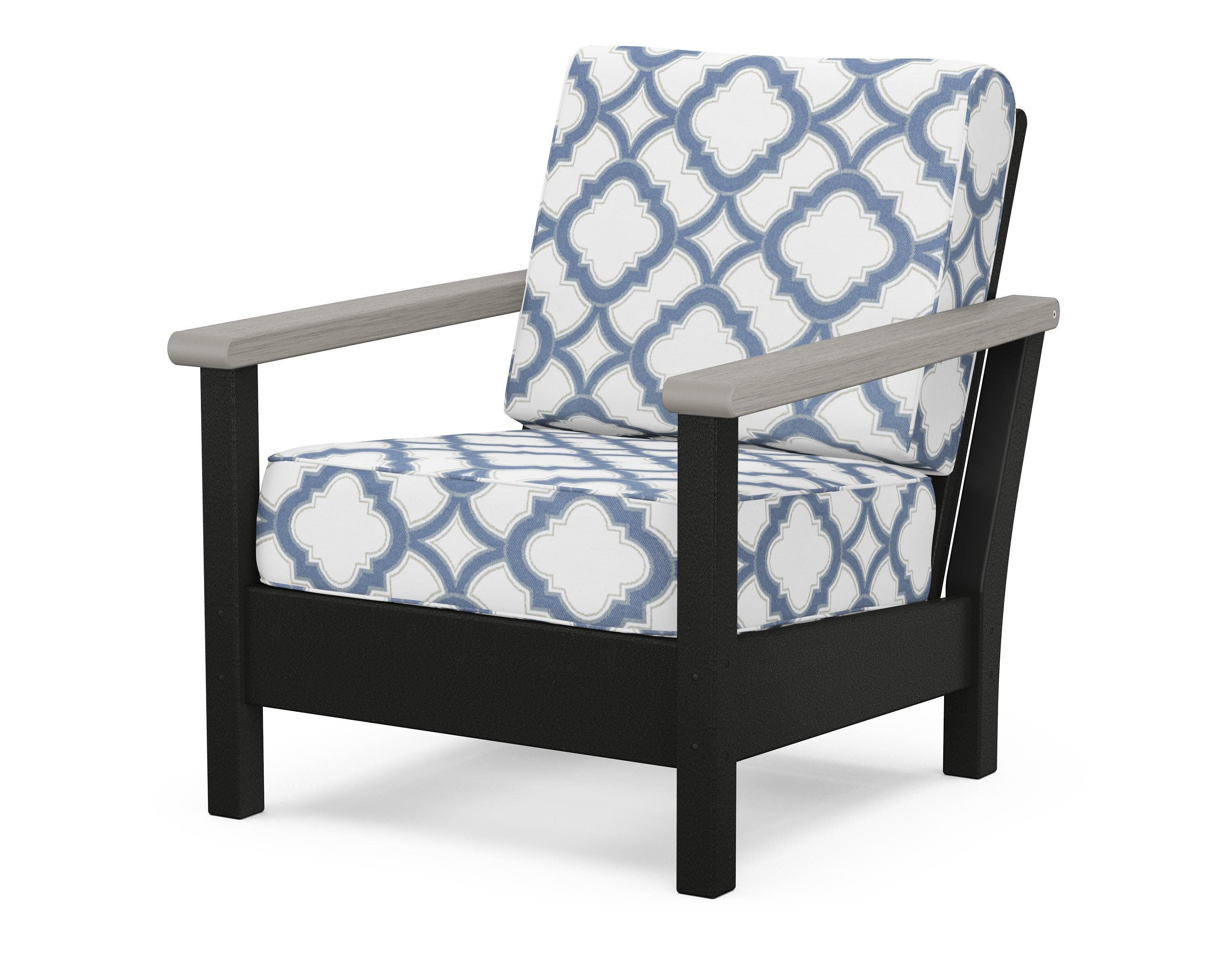Harbour Deep Seating Chair in Black / Driftwood / Trellis Sky Blue