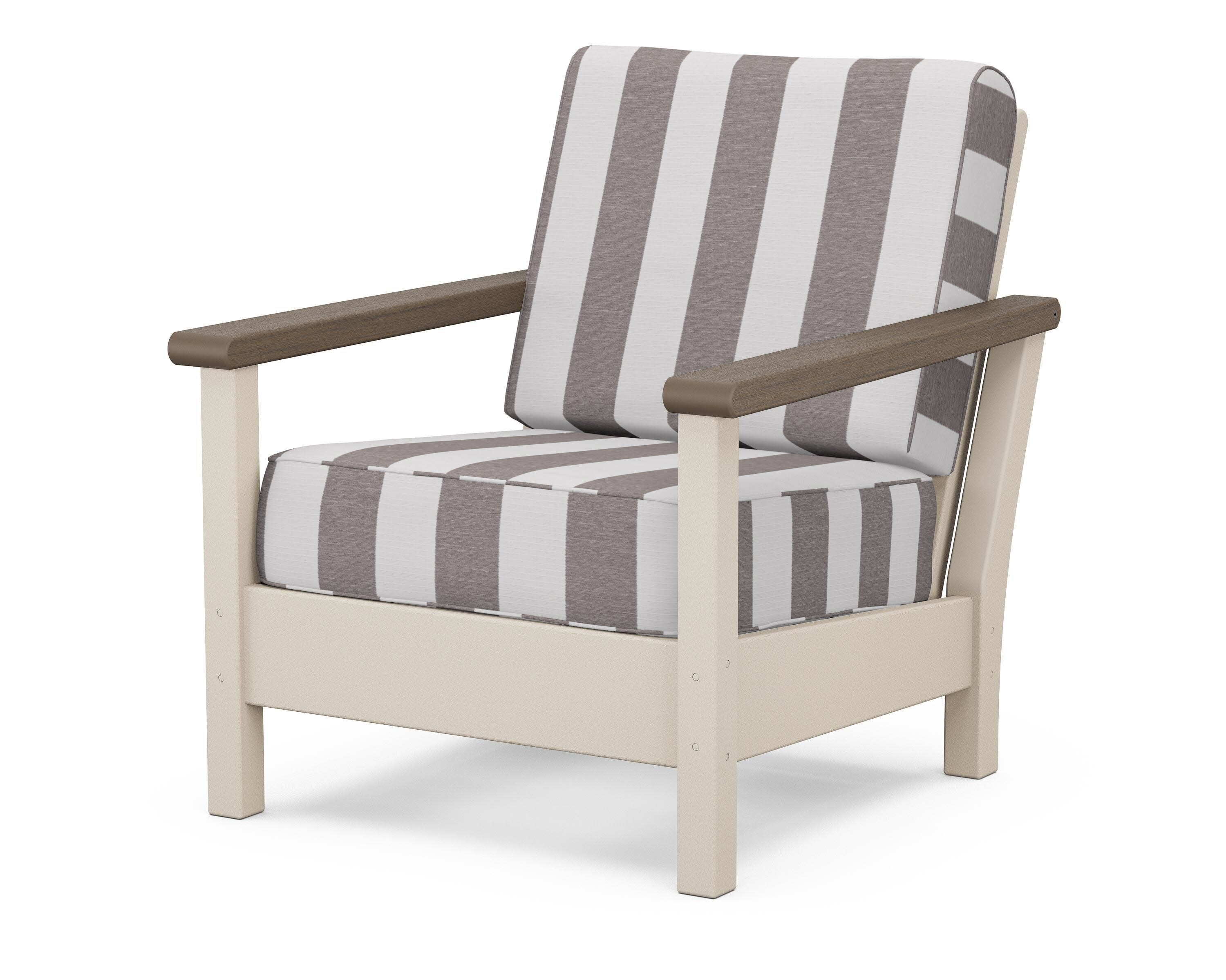 Harbour Deep Seating Chair in Sand / Kona / Cabana Stripe Grey Mist