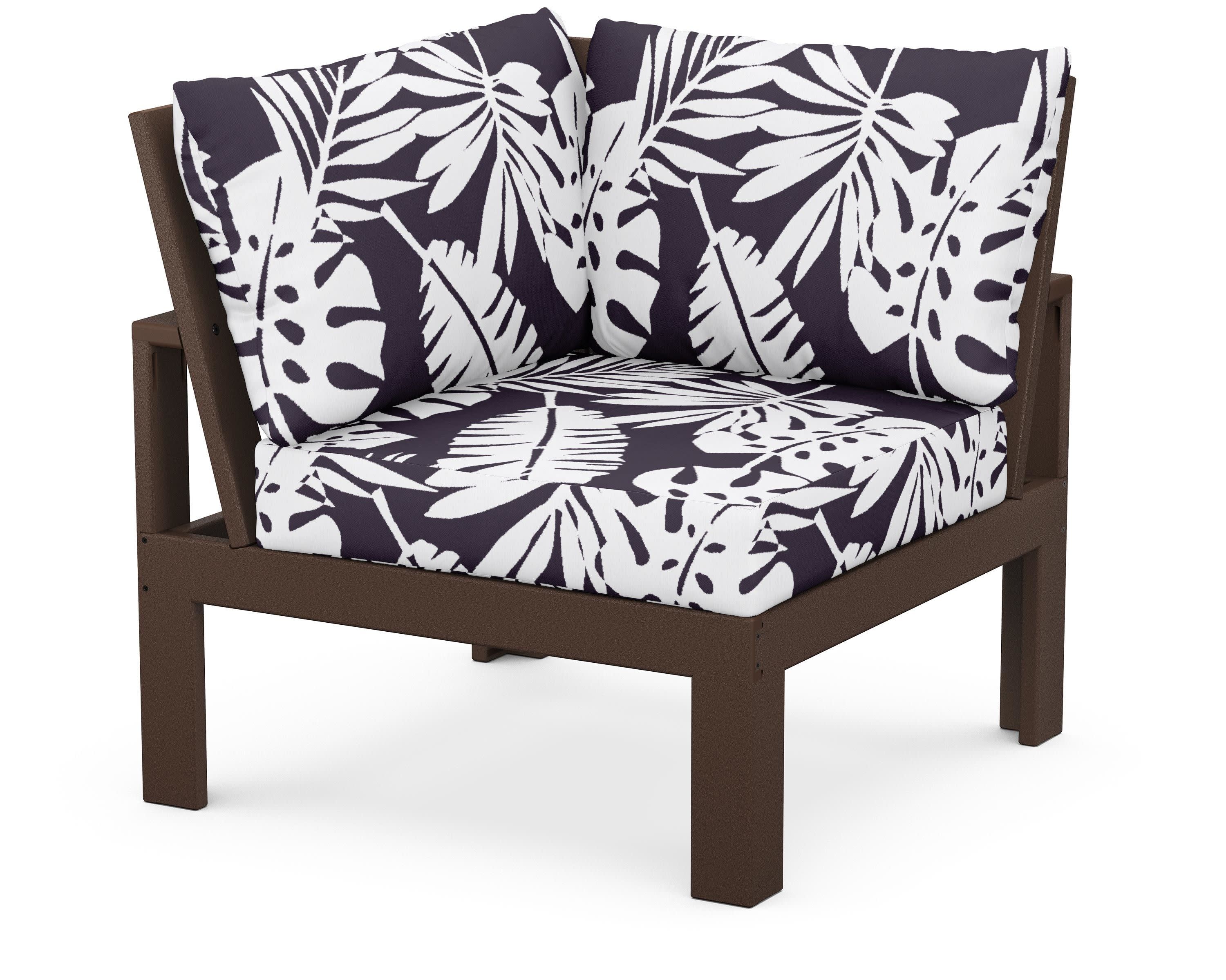 Modular Corner Chair in Mahogany / Leaf Navy