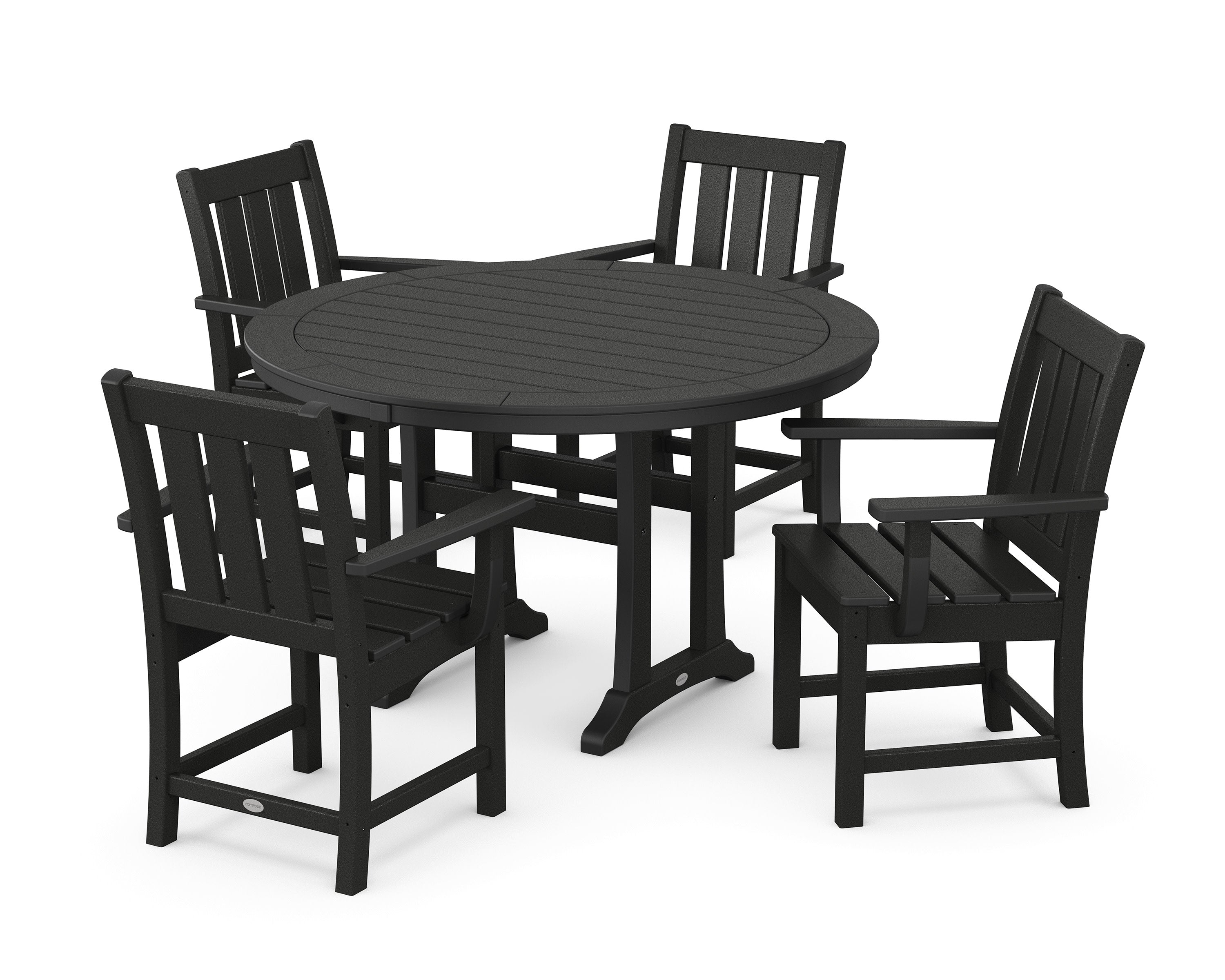 Oxford 5-Piece Round Dining Set with Trestle Legs in Black