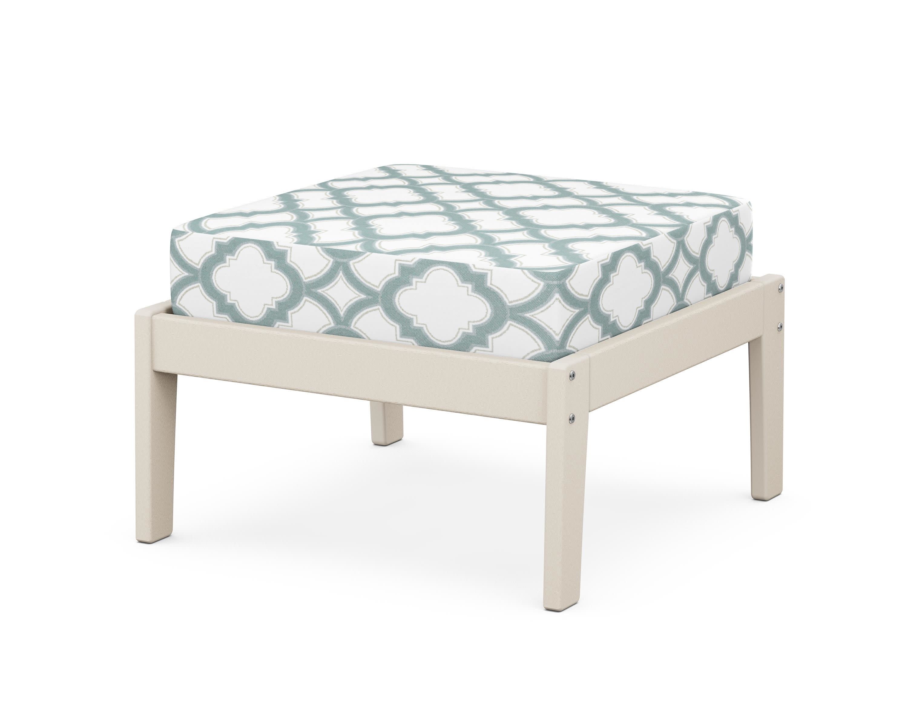 Deep Seating Ottoman in Sand / Trellis Glacier Spa