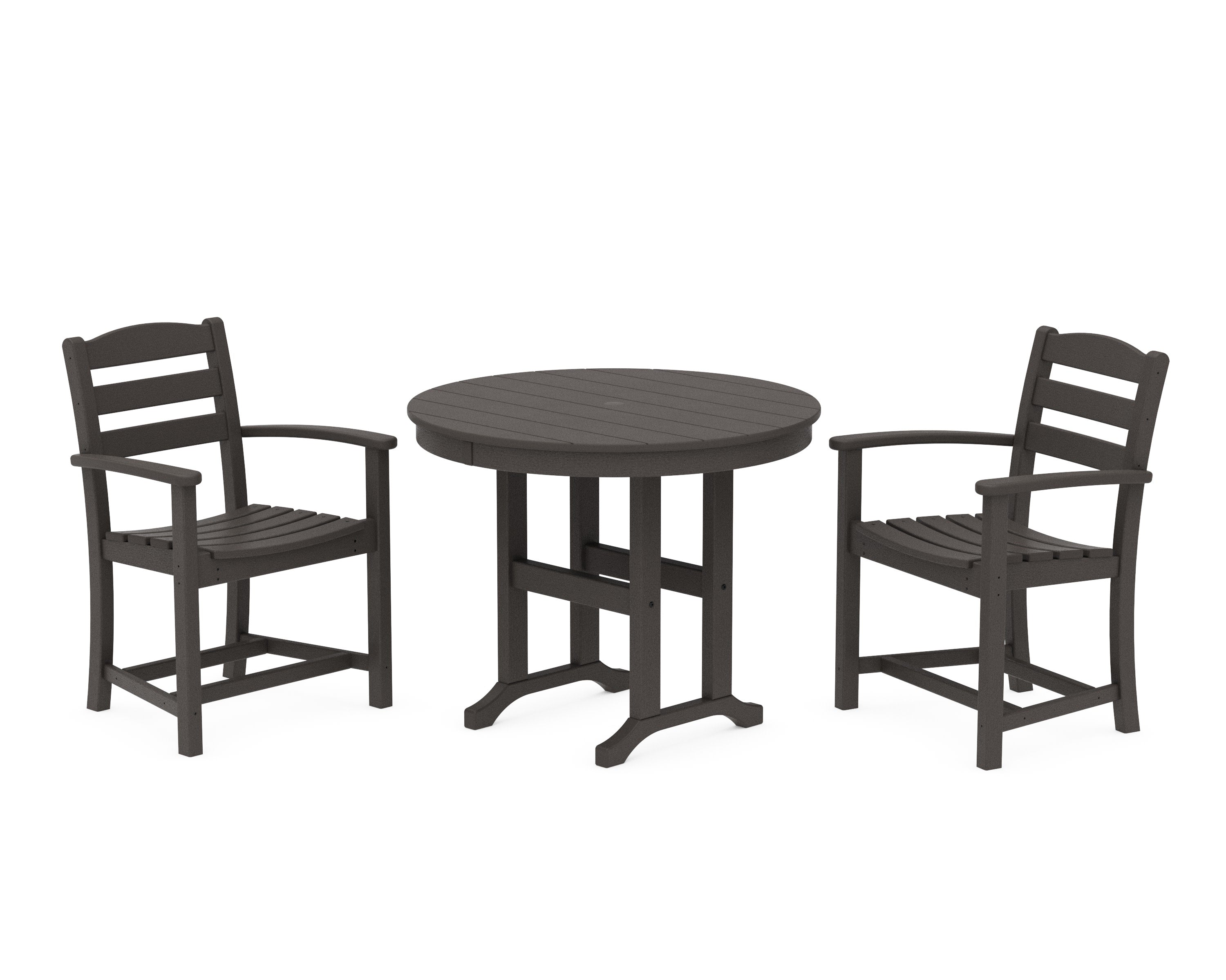 La Casa Caf 3-Piece Round Dining Set in Vintage Coffee