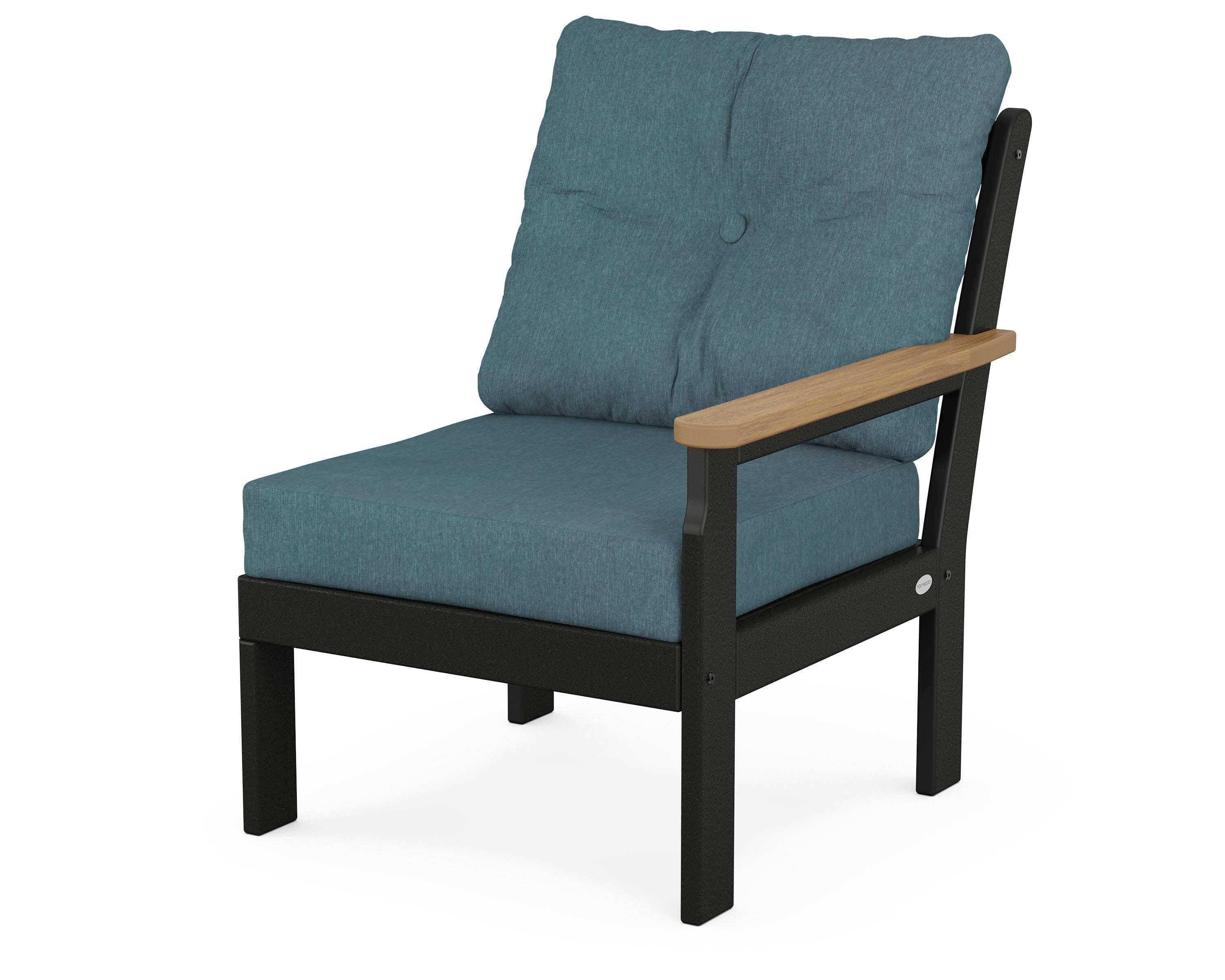 Vineyard Modular Right Arm Chair in Black / Natural / Ocean Teal