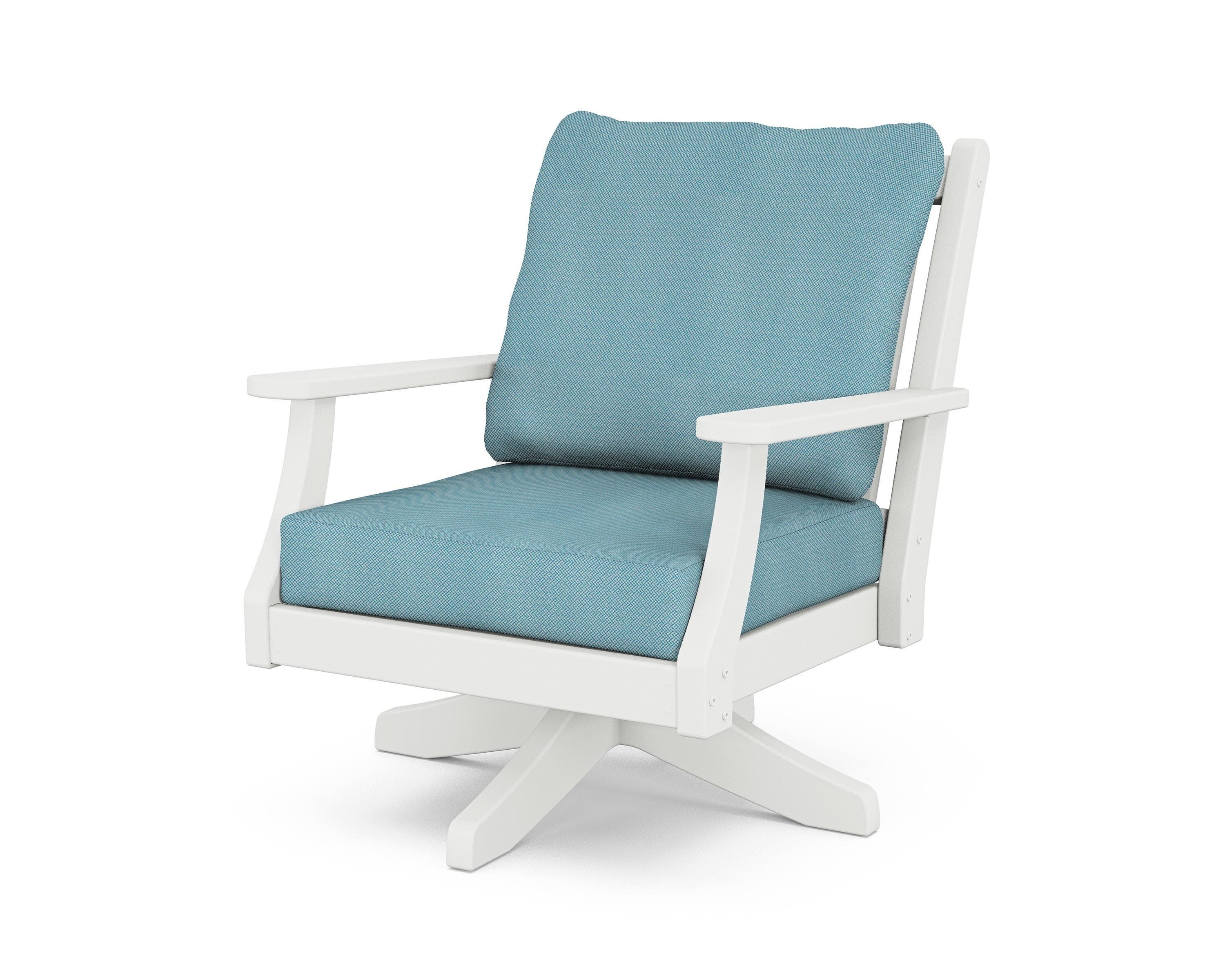 Wovendale Deep Seating Swivel Chair in White / Lattice Sky Blue