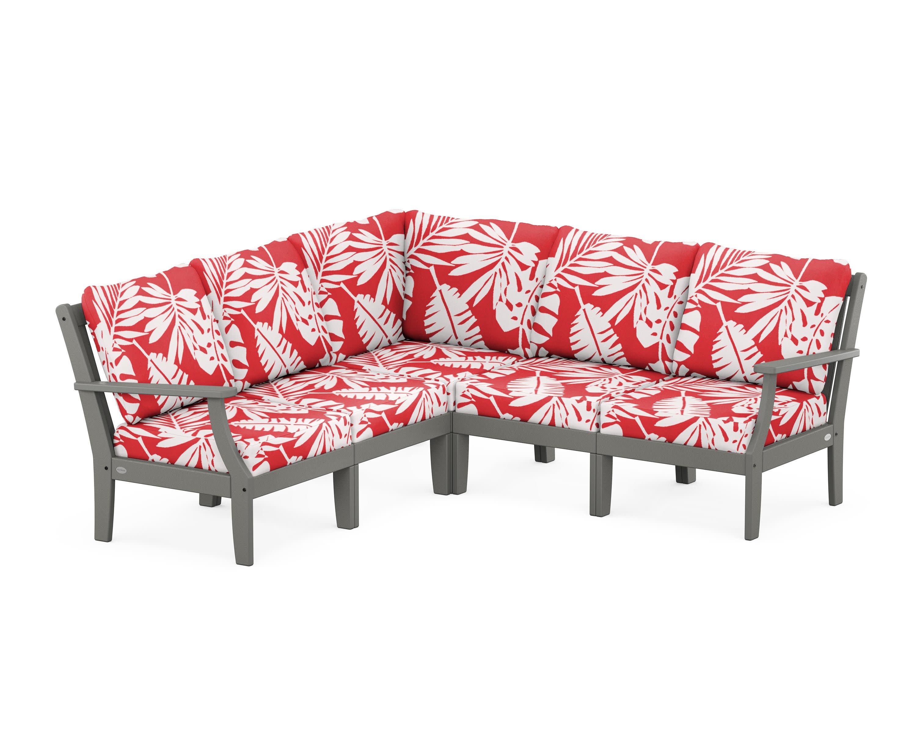 Braxton Modular 5-Piece Deep Seating Set in Slate Grey / Leaf Crimson