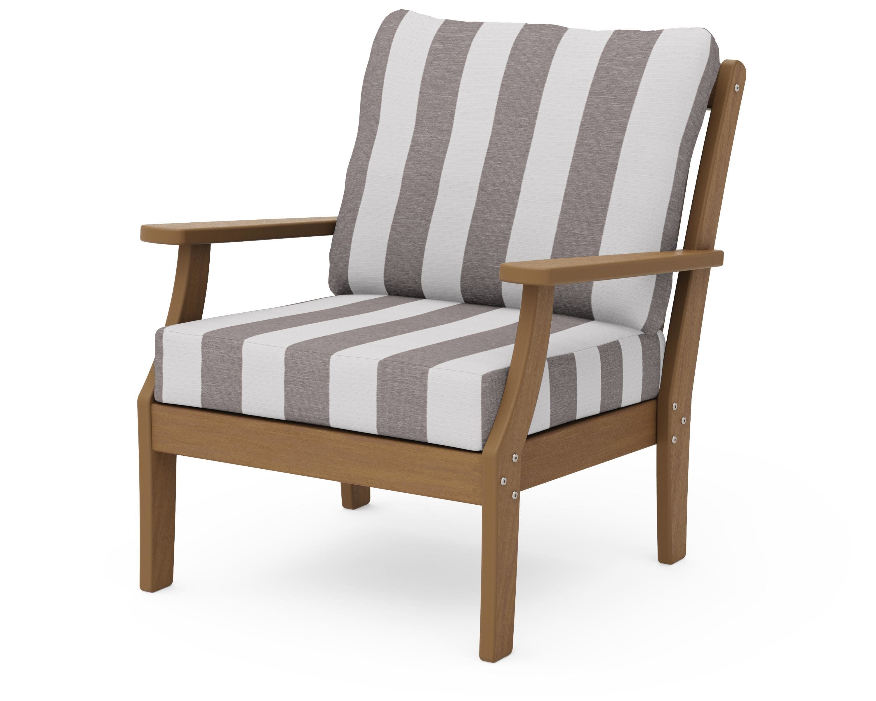 Braxton Deep Seating Chair in Natural / Cabana Stripe Grey Mist