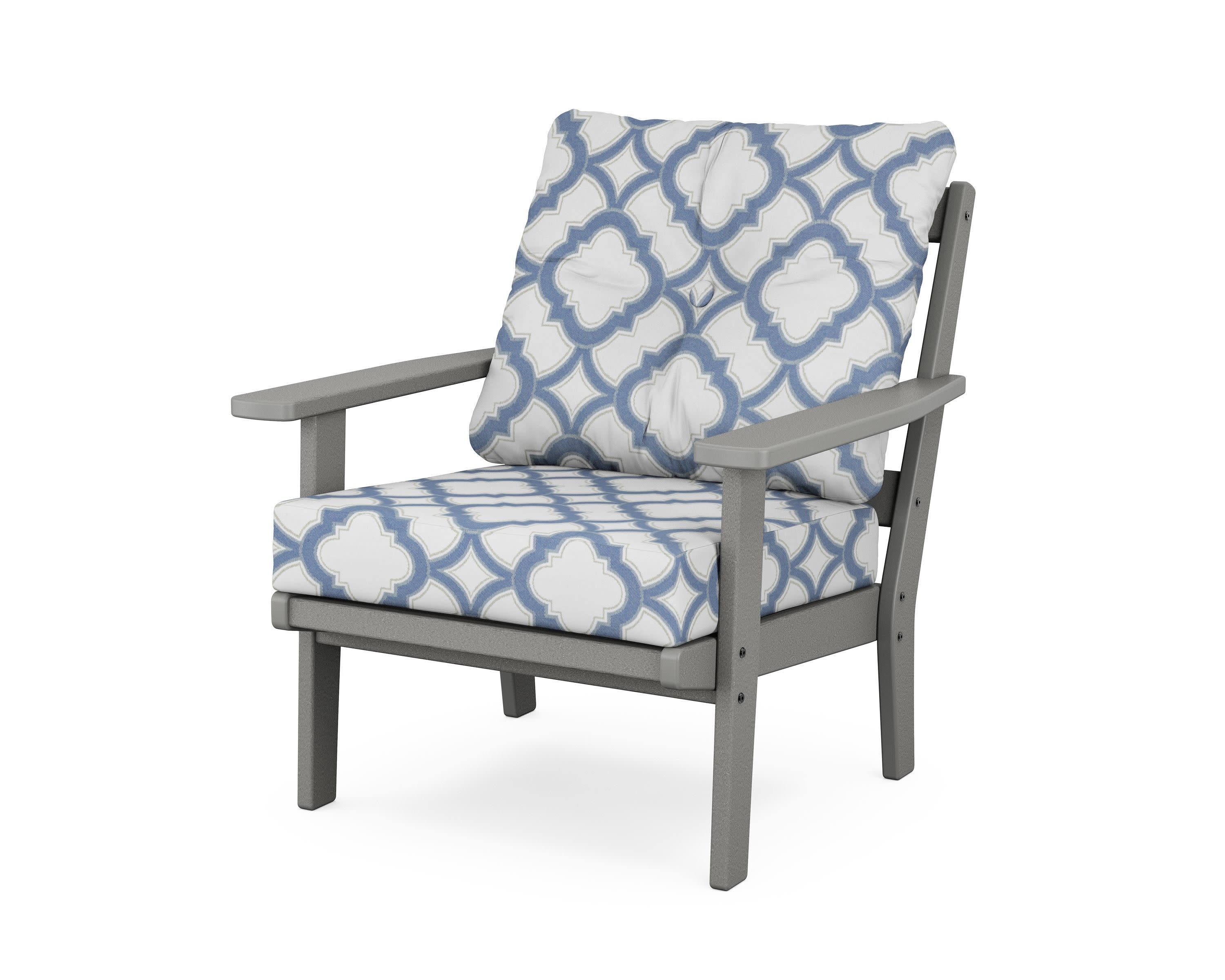 Oxford Deep Seating Chair in Slate Grey / Trellis Sky Blue