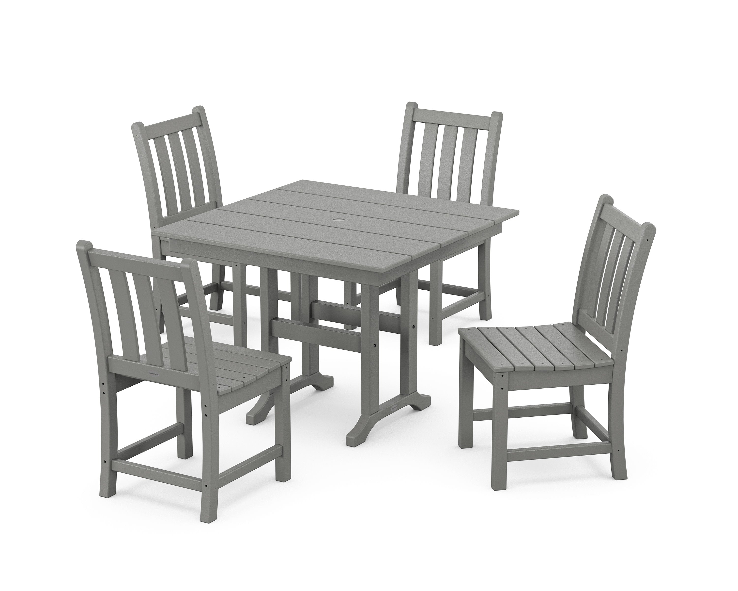 Traditional Garden Side Chair 5-Piece Farmhouse Dining Set in Slate Grey