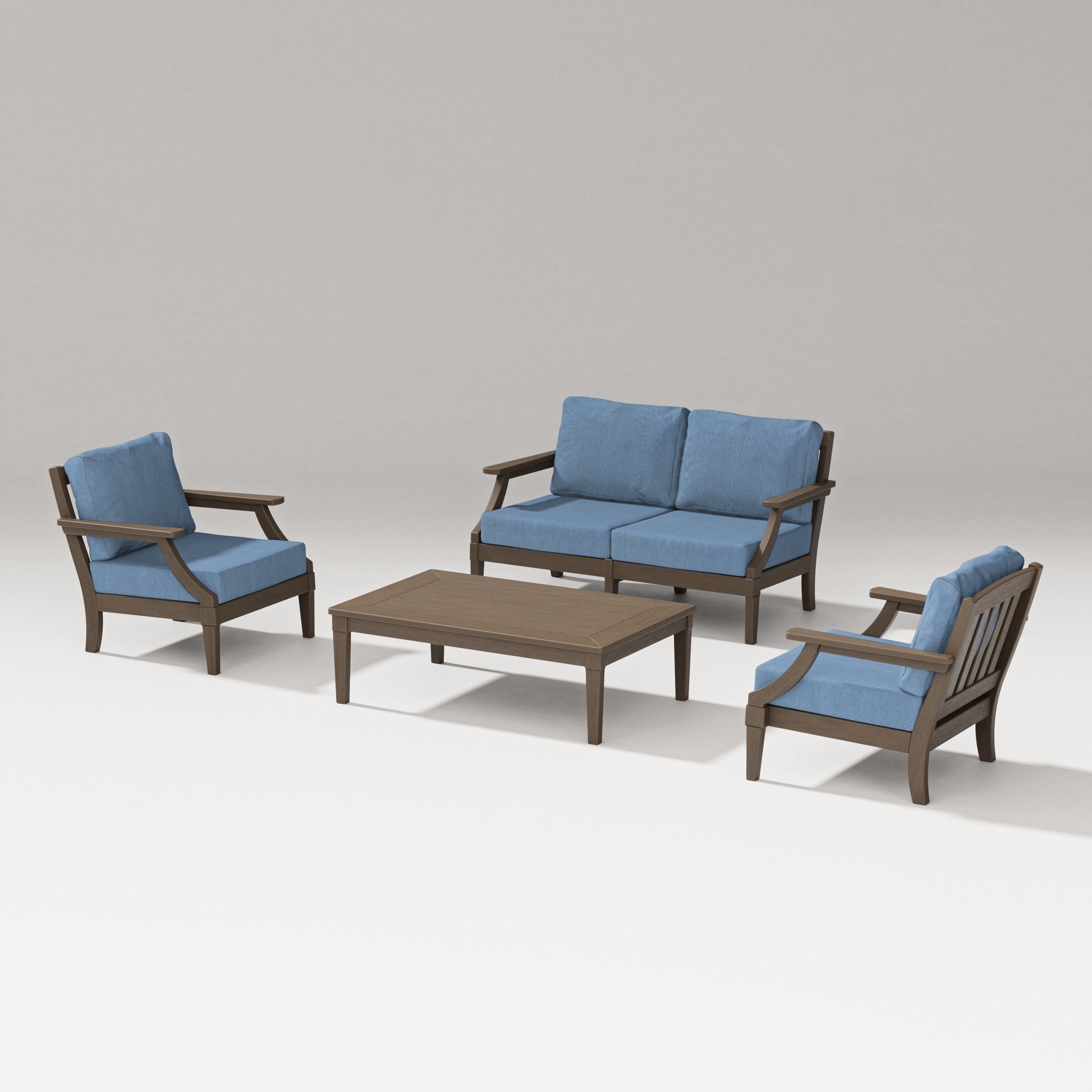 Estate Lounge 4-Piece Loveseat Set in Kona / Sky Blue