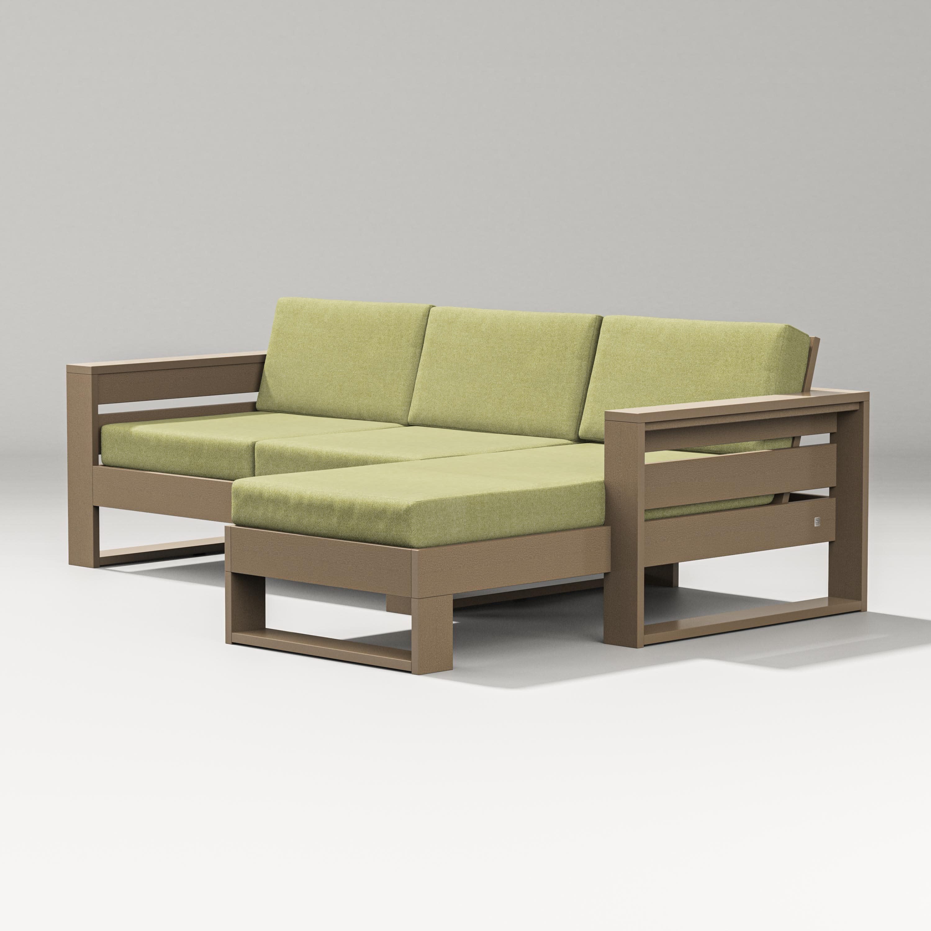 Latitude Right Chaise Sectional in Vintage Sahara / Chartreuse Boucle