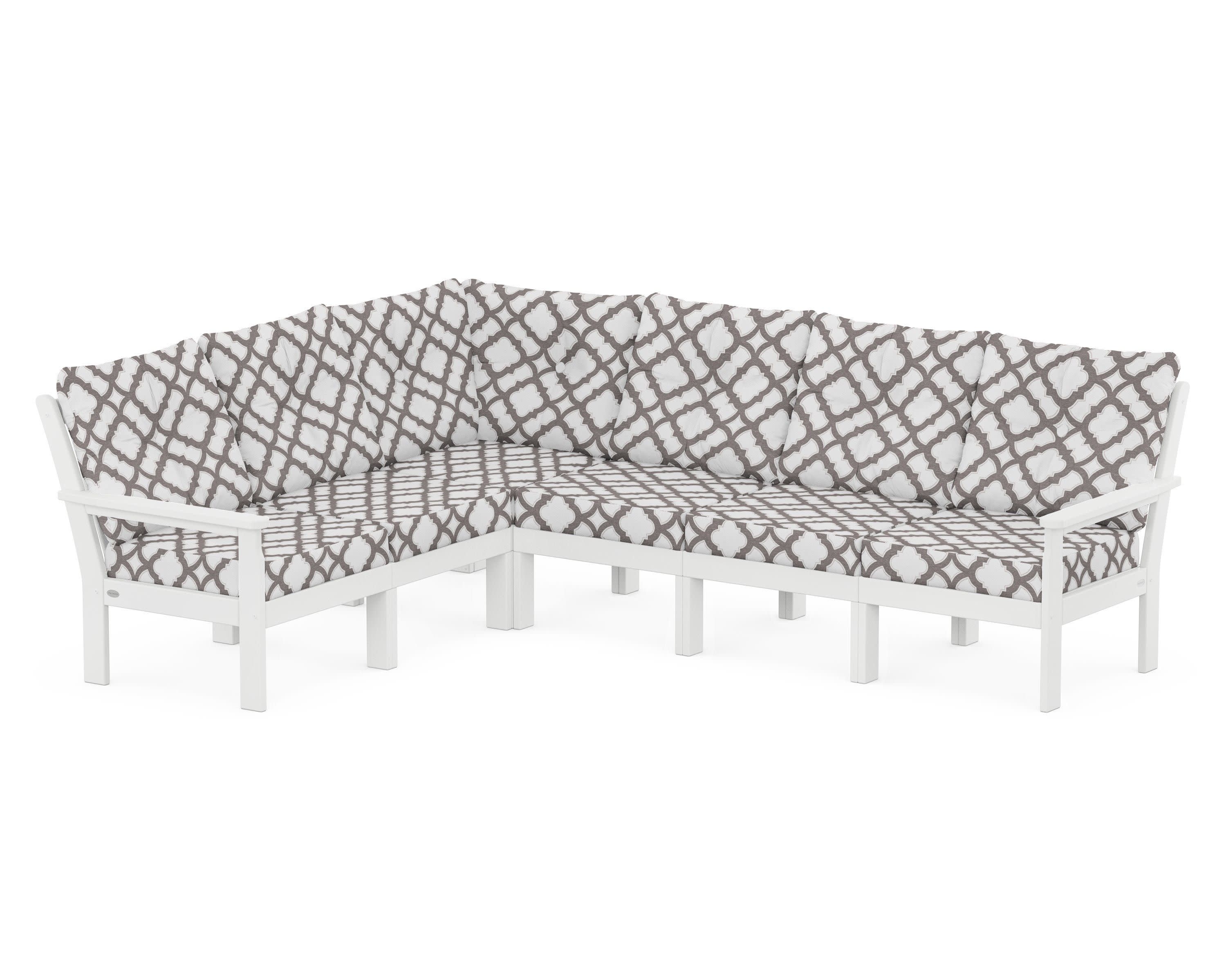 Vineyard 6-Piece Sectional in White / Trellis Grey Mist