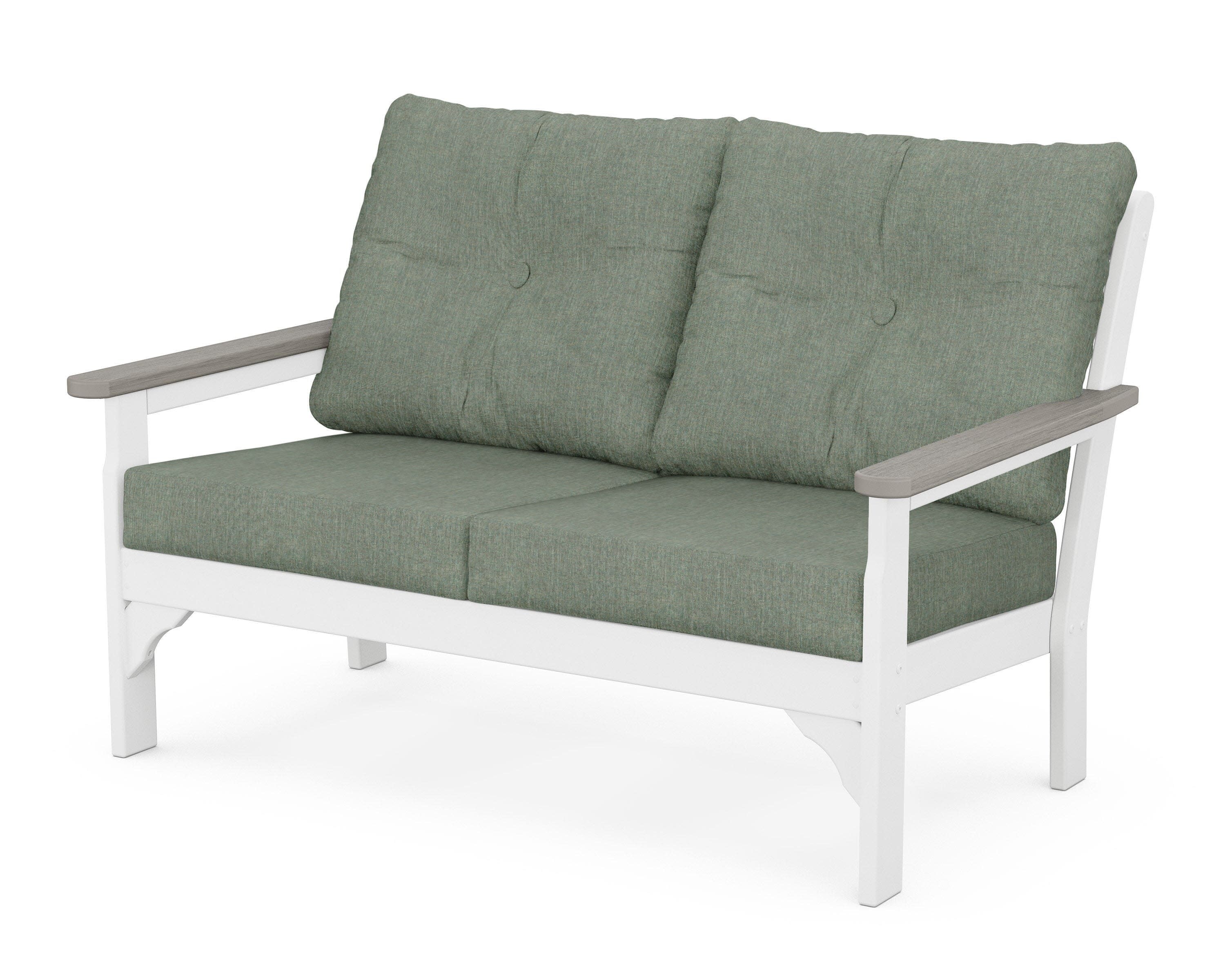 Vineyard Deep Seating Loveseat in White / Driftwood / Cast Sage