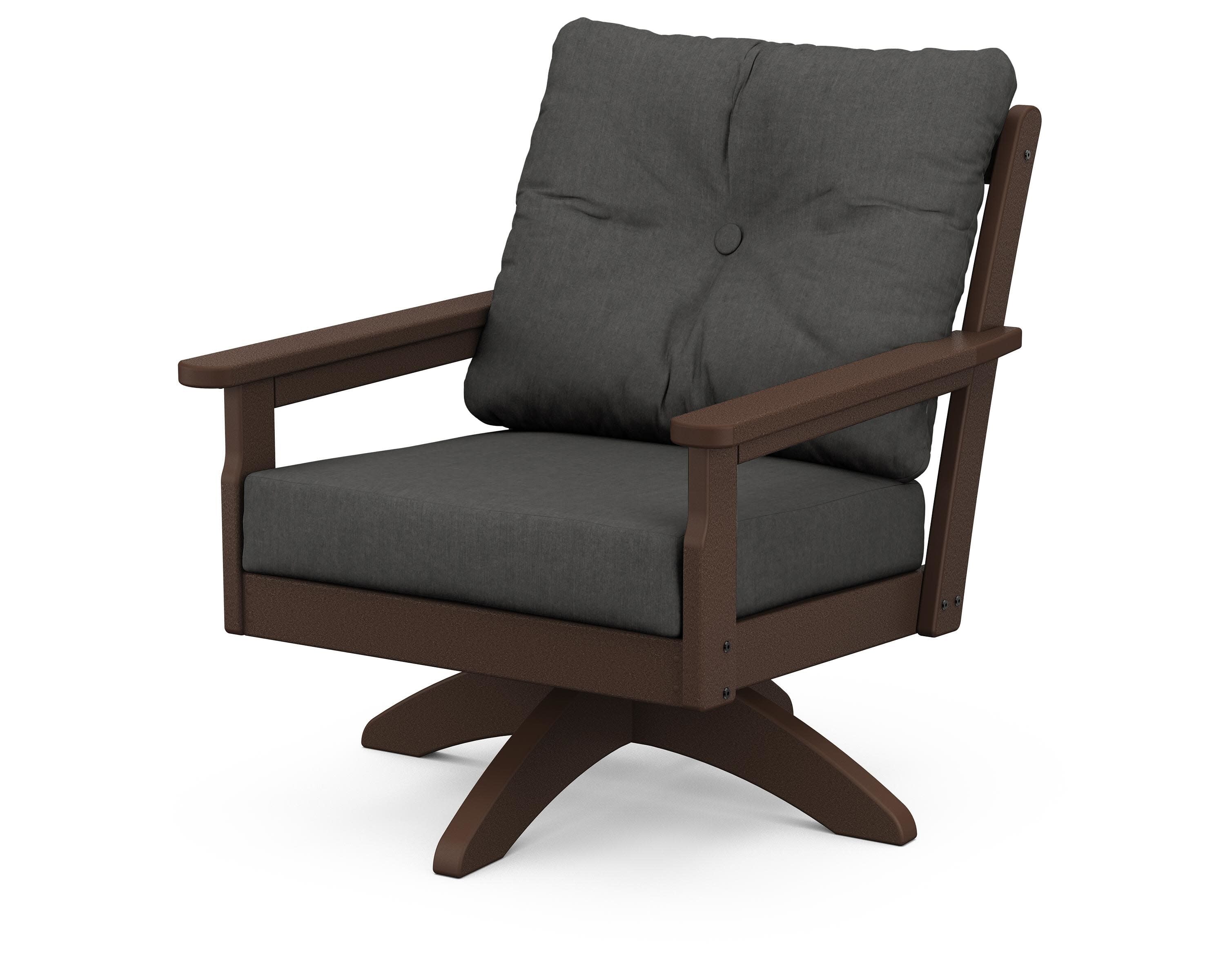 Vineyard Deep Seating Swivel Chair in Mahogany / Spectrum Carbon