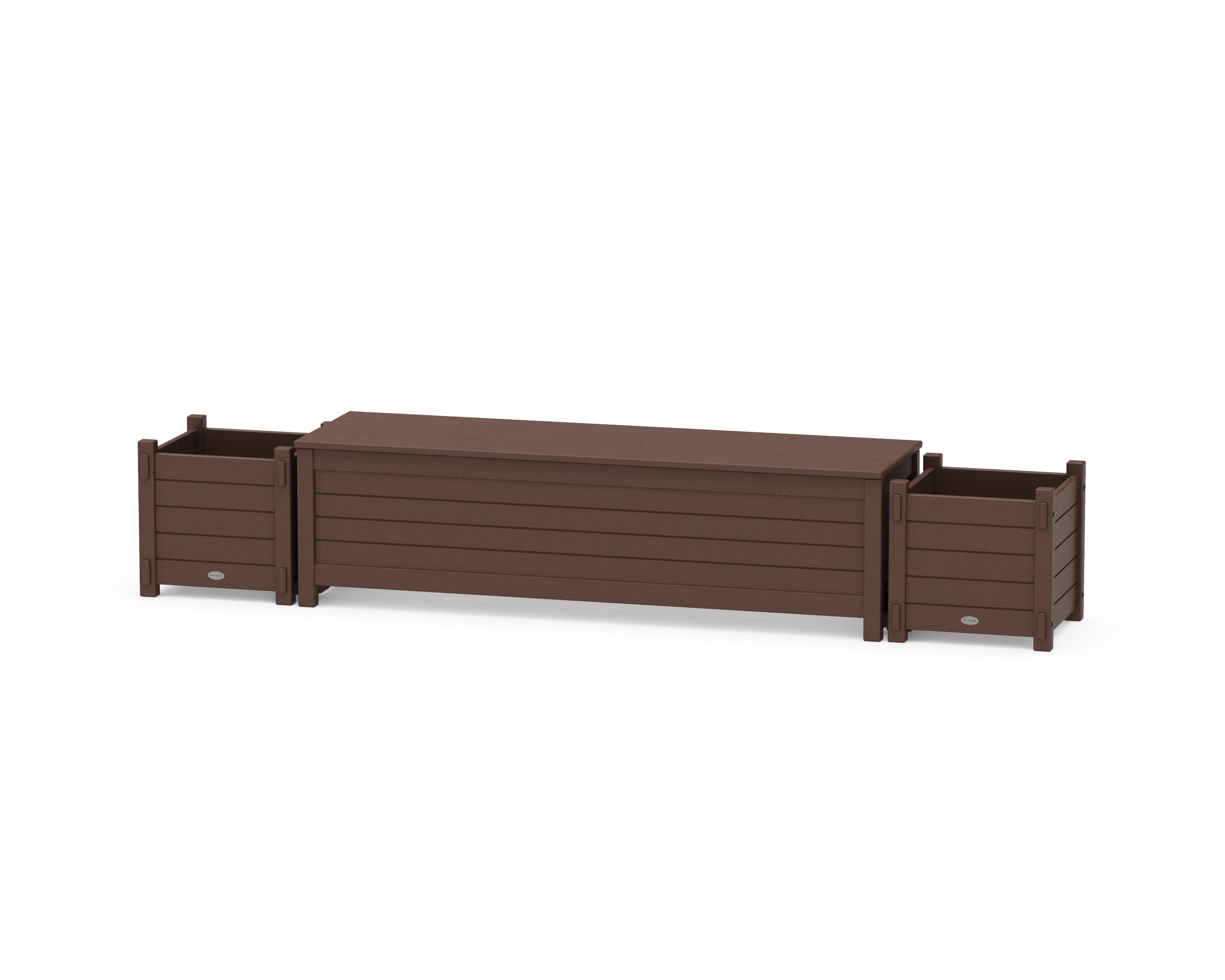 60" Nautical Straight Planter Storage Bench Set in Mahogany