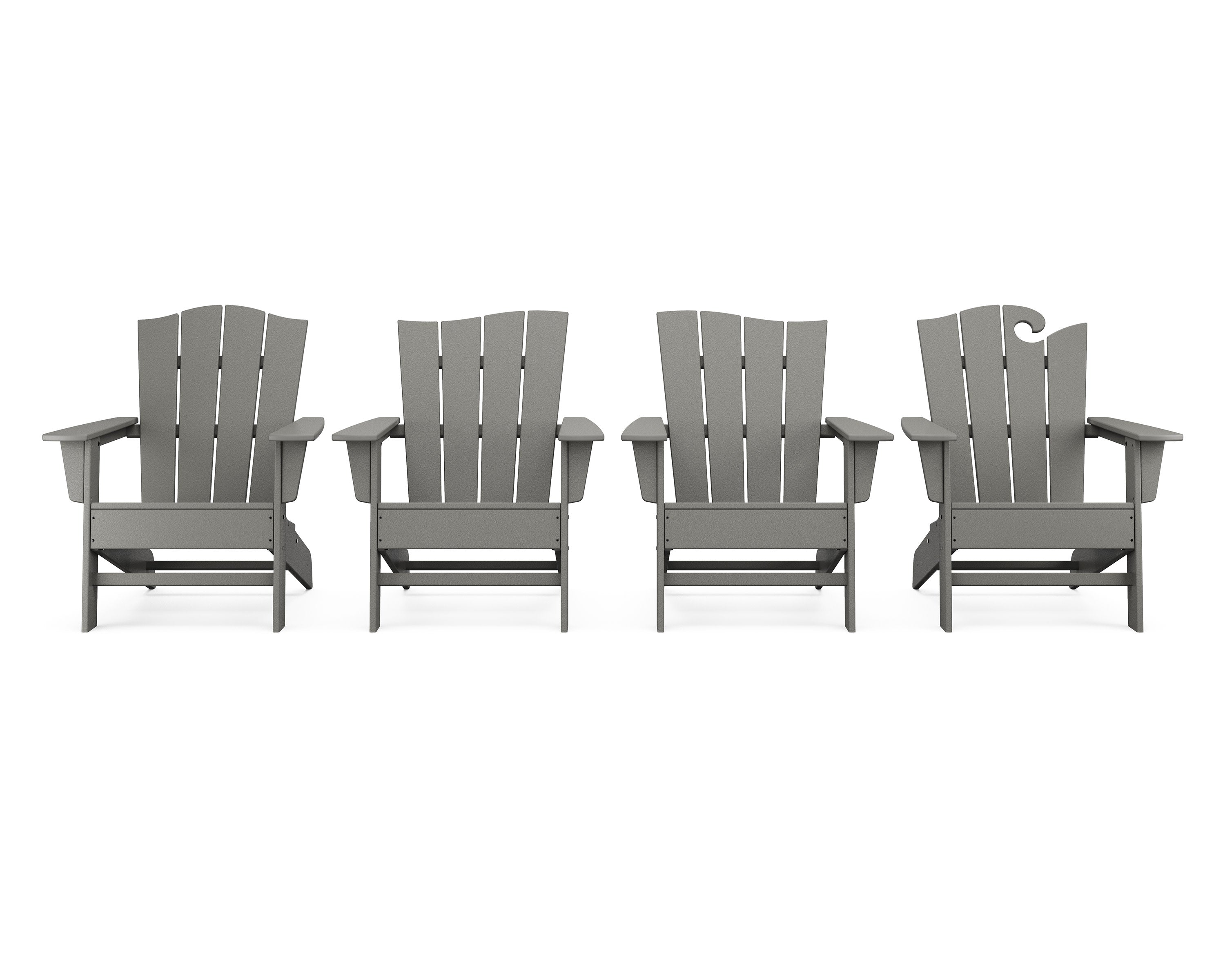 Wave Collection 4-Piece Adirondack Chair Set in Slate Grey