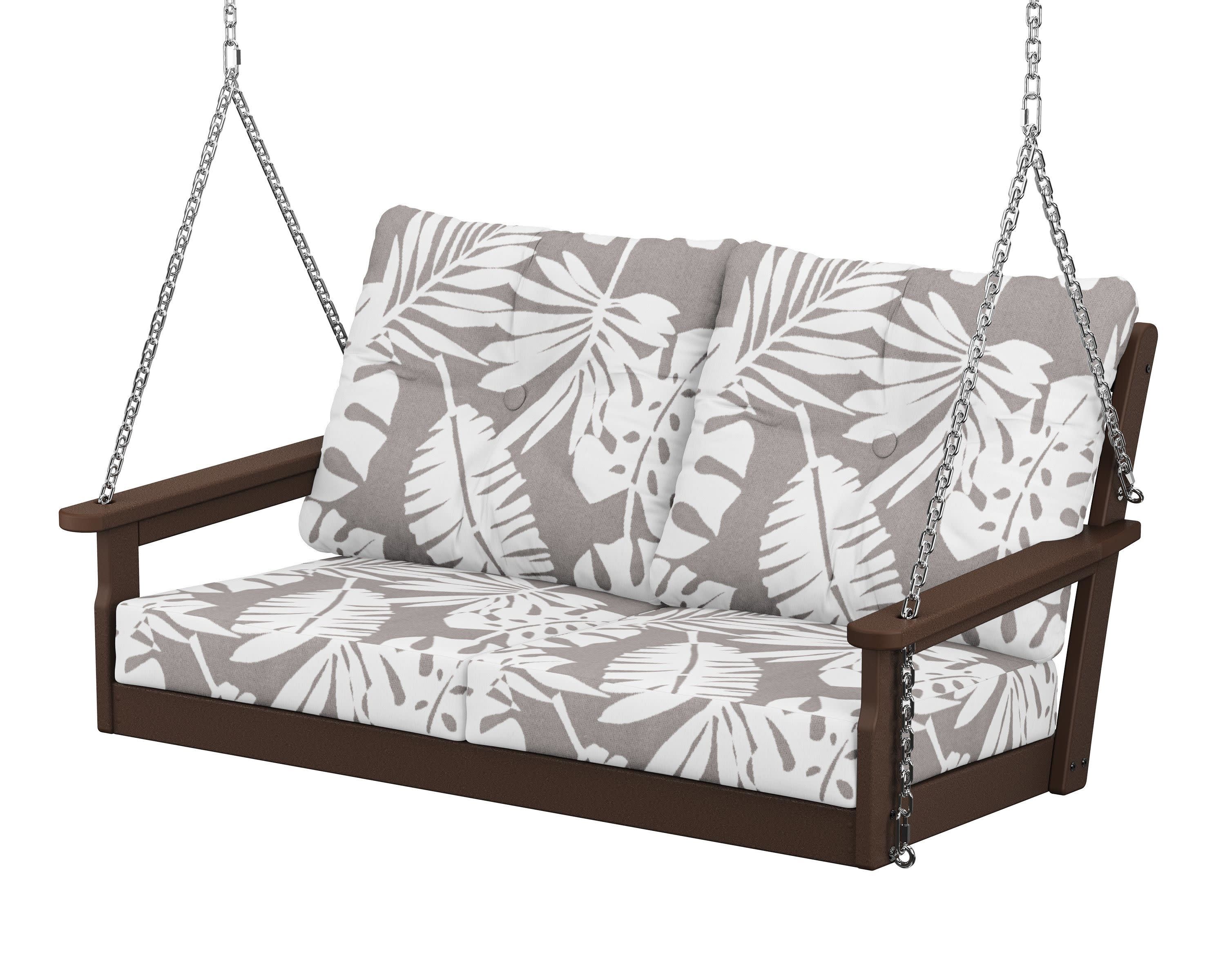 Vineyard Deep Seating Swing in Mahogany / Leaf Grey Mist